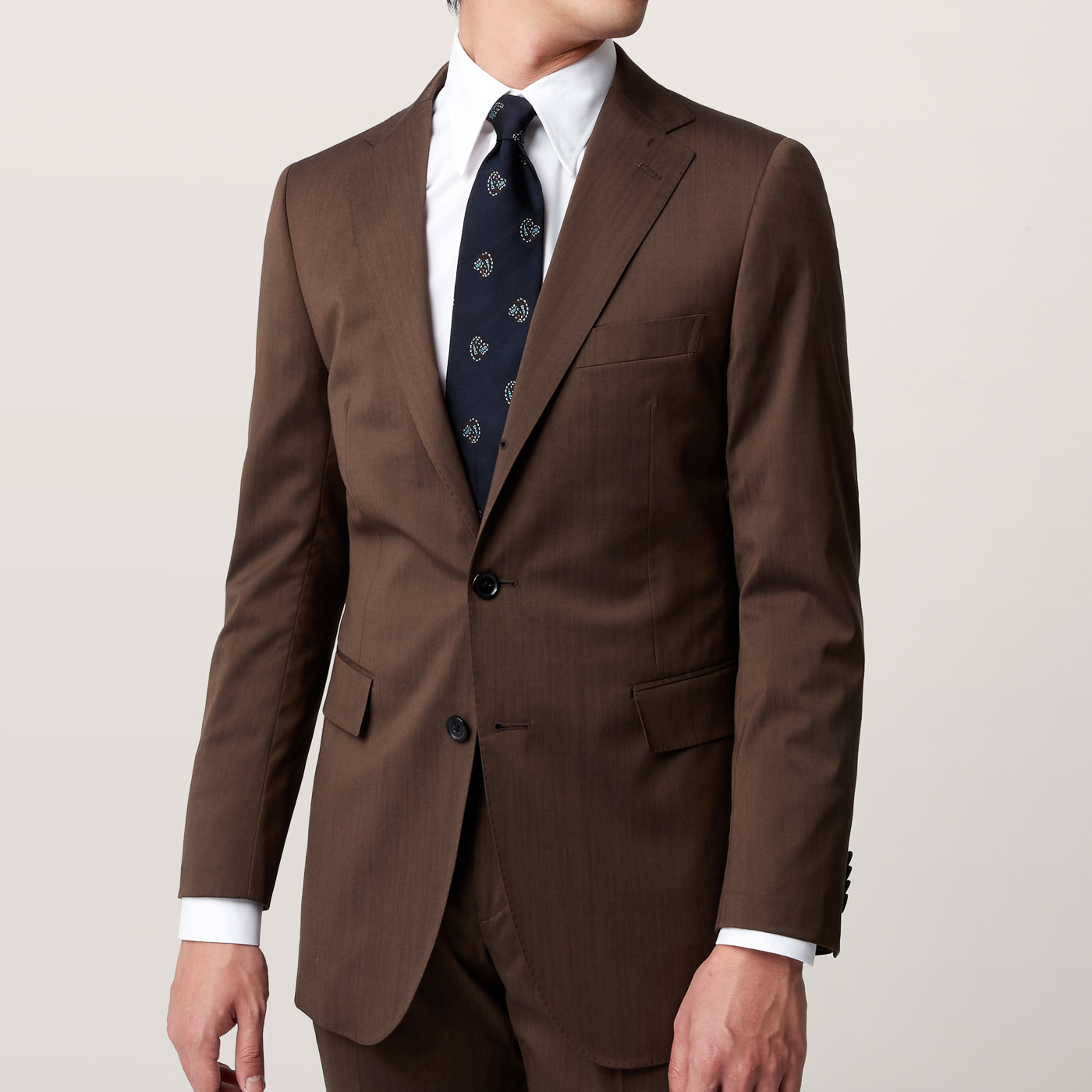 販売の専門店 *3-YE034 ボリオリ サマーウール ブラウン スーツ - スーツ