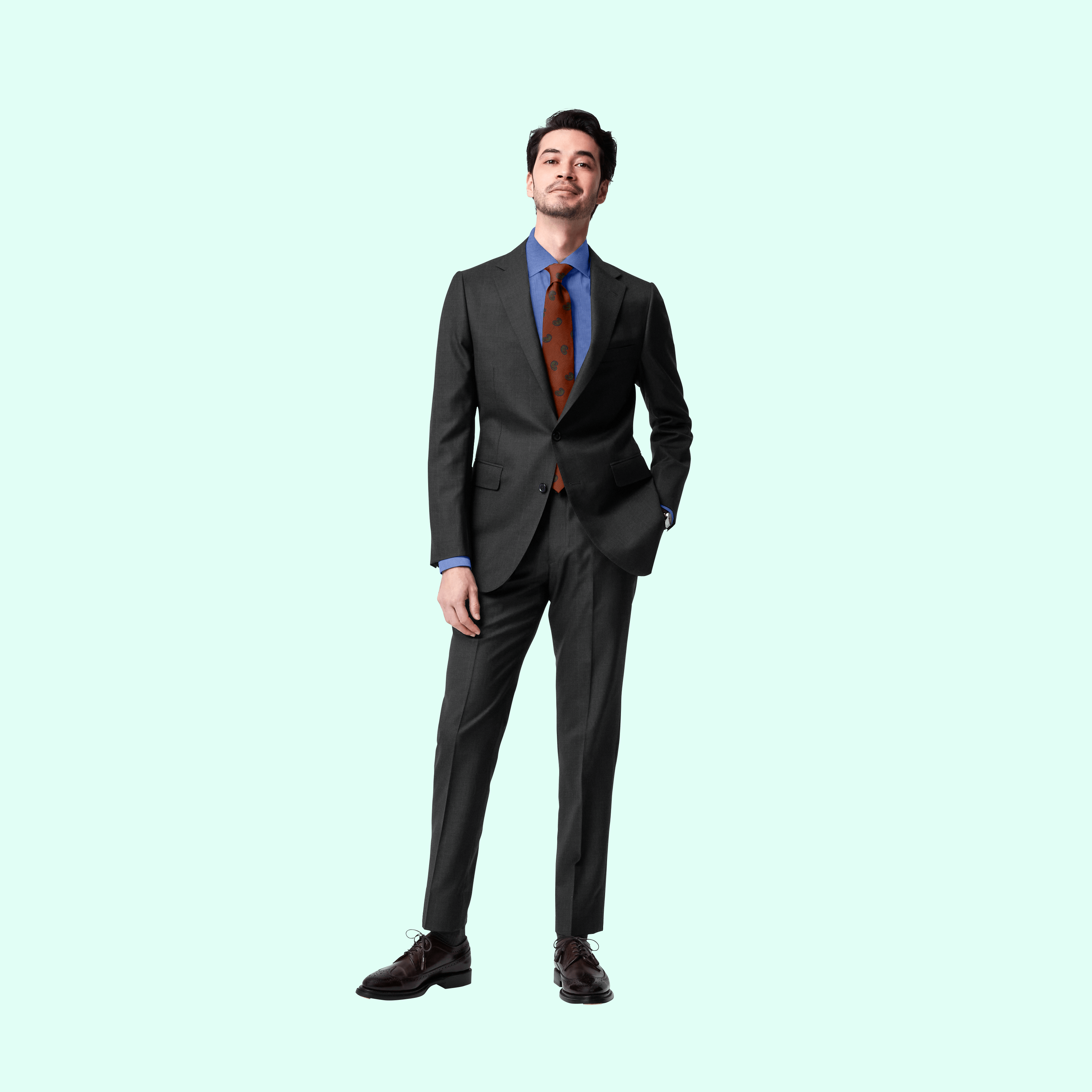 FABRIC TOKYO MODEL X チャコールグレーツイルツーピーススーツ