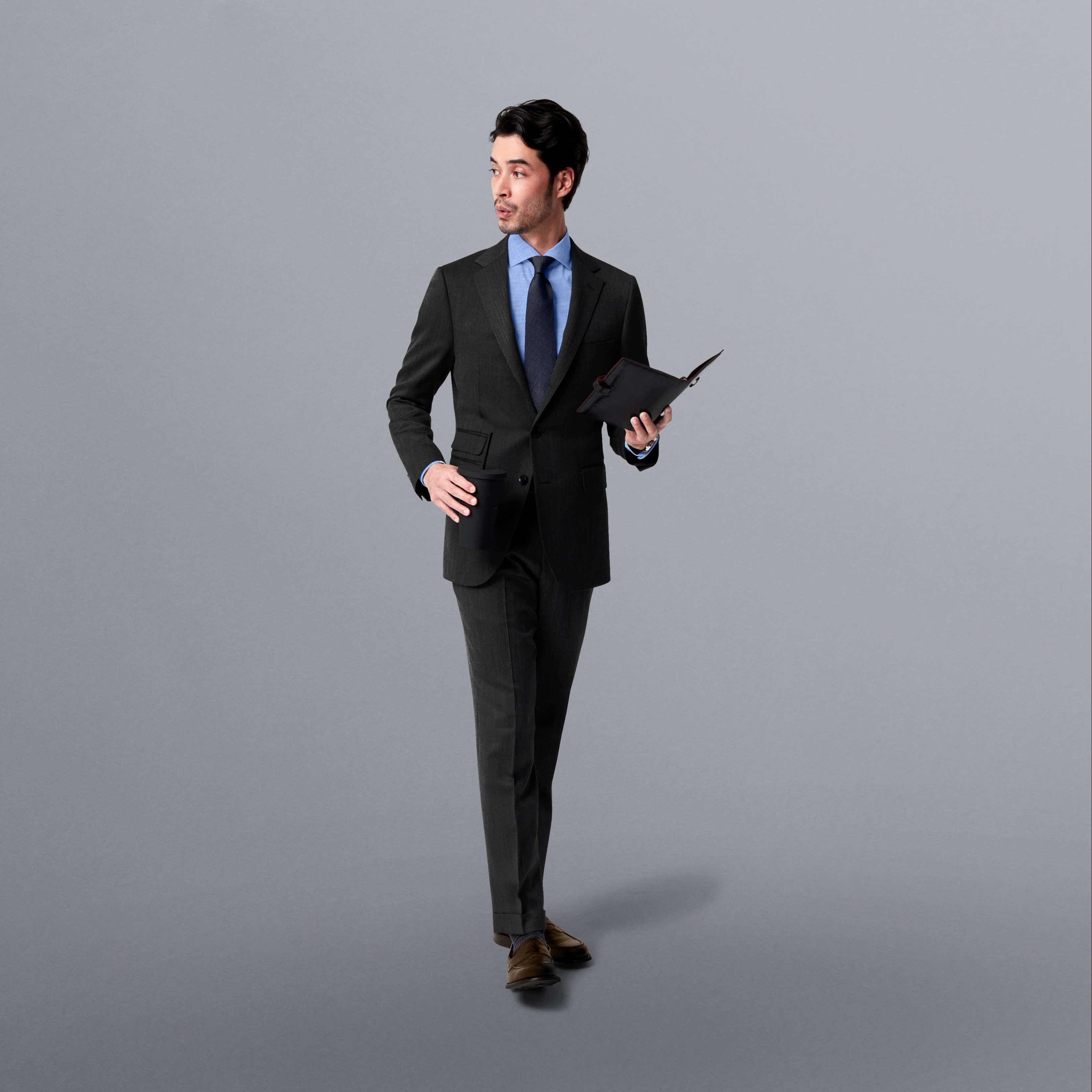 新販売店FABRIC TOKYO チャコールグレー オーダースーツ パンツ2枚 ベスト スーツ