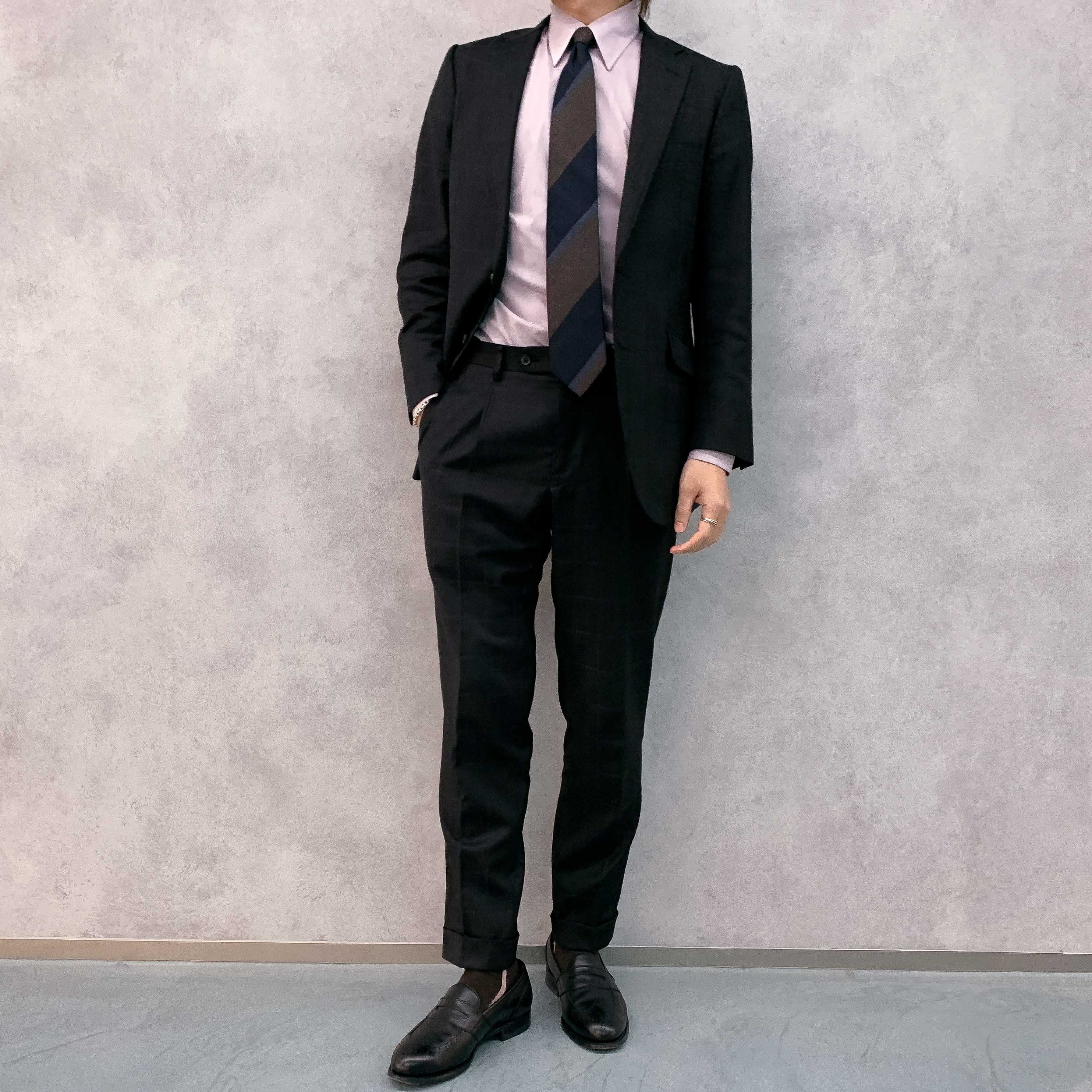 シルクブラウン×イエローパネルレジメンタルタイ | FABRIC TOKYO