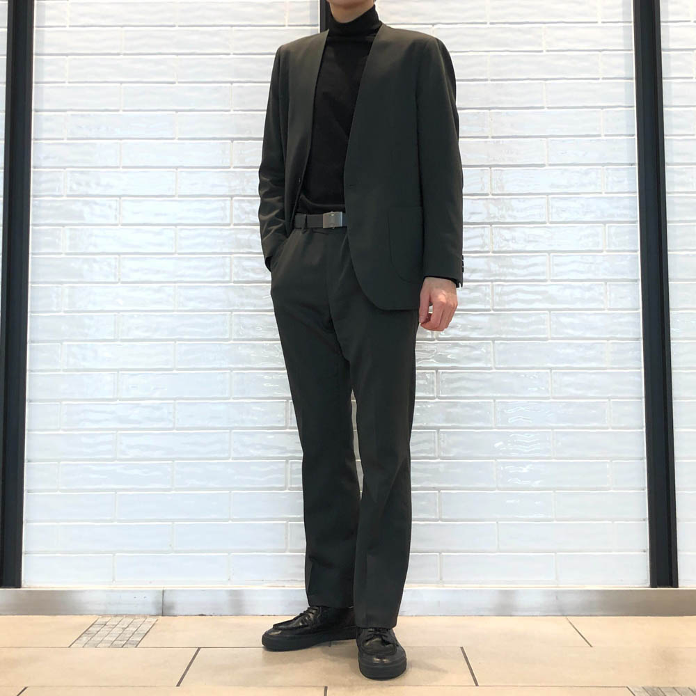 WASHABLE WOOL STRETCH ダークブルーツイルビジネスカジュアル 