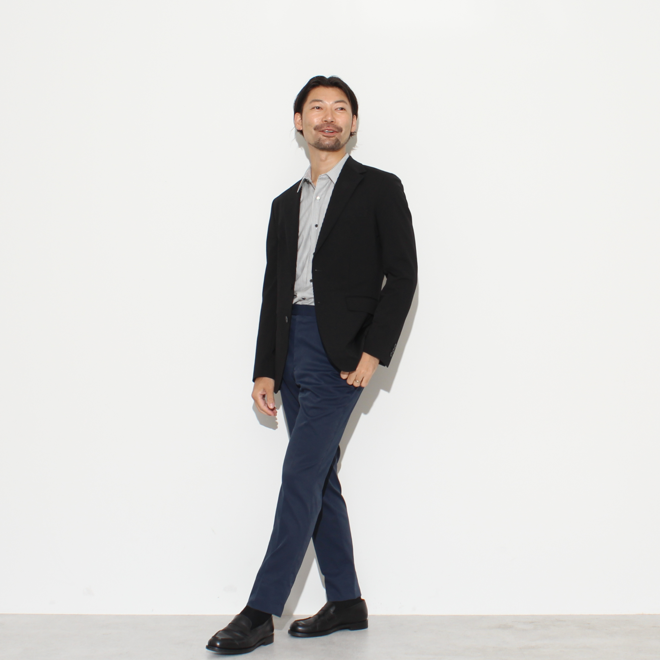PREMIER JERSEY COTTON グレーブラウン無地ビジネスカジュアル 