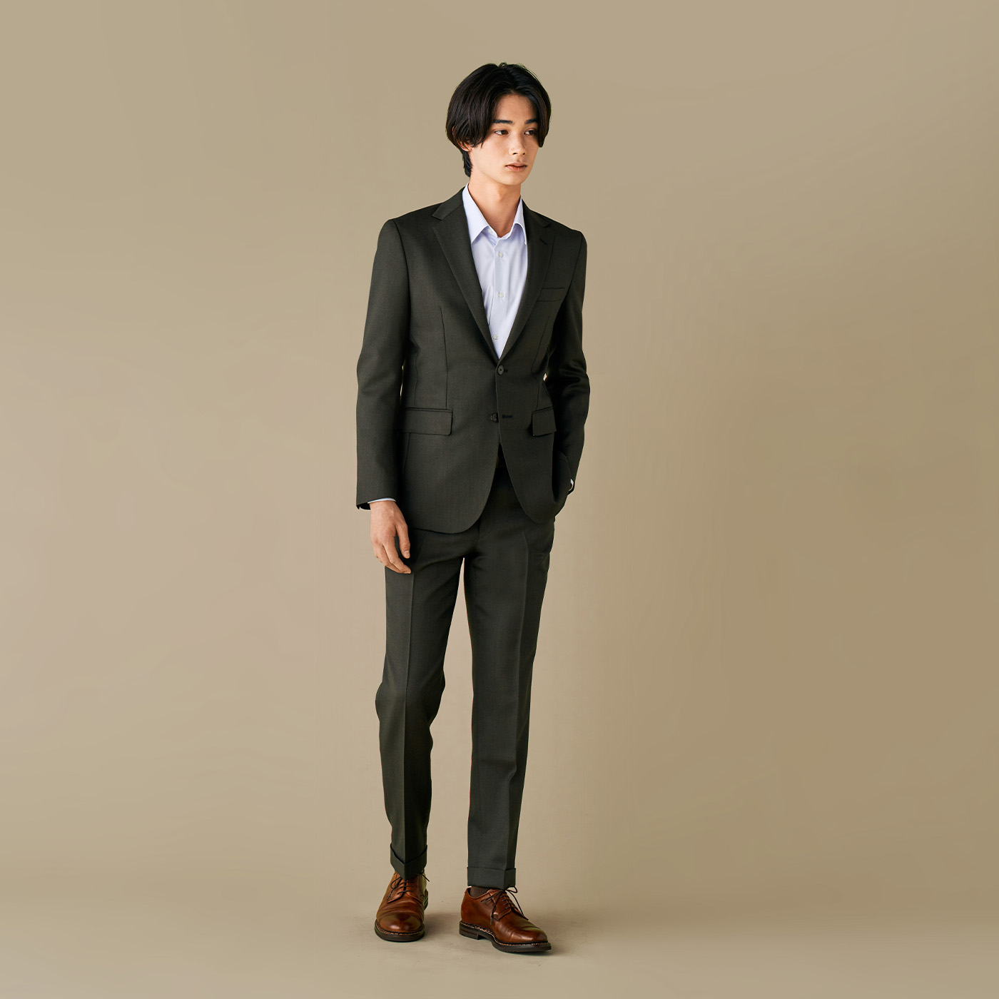 【通信販売】【vintage】セットアップ シングルスーツ カーキーブラウン ピンズ 成人式 スーツ