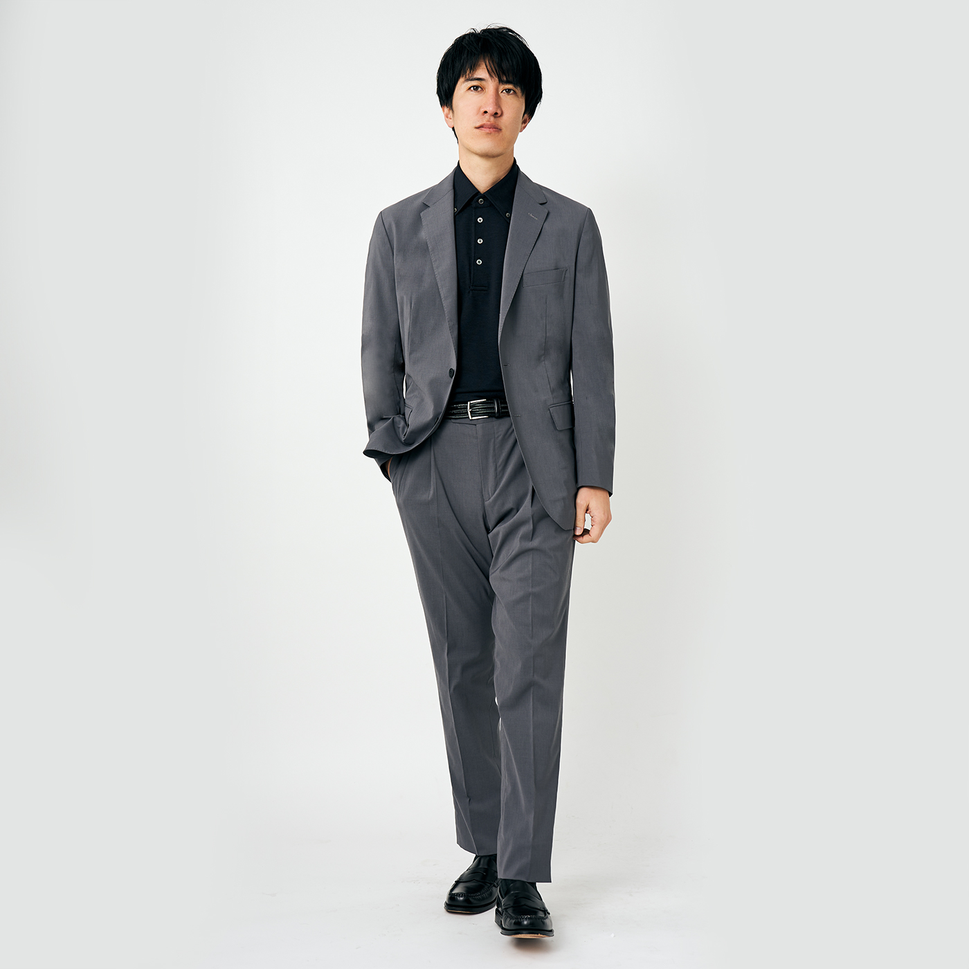 30 MINUTES DRY ネイビー無地ビジネスカジュアルセットアップ | FABRIC 