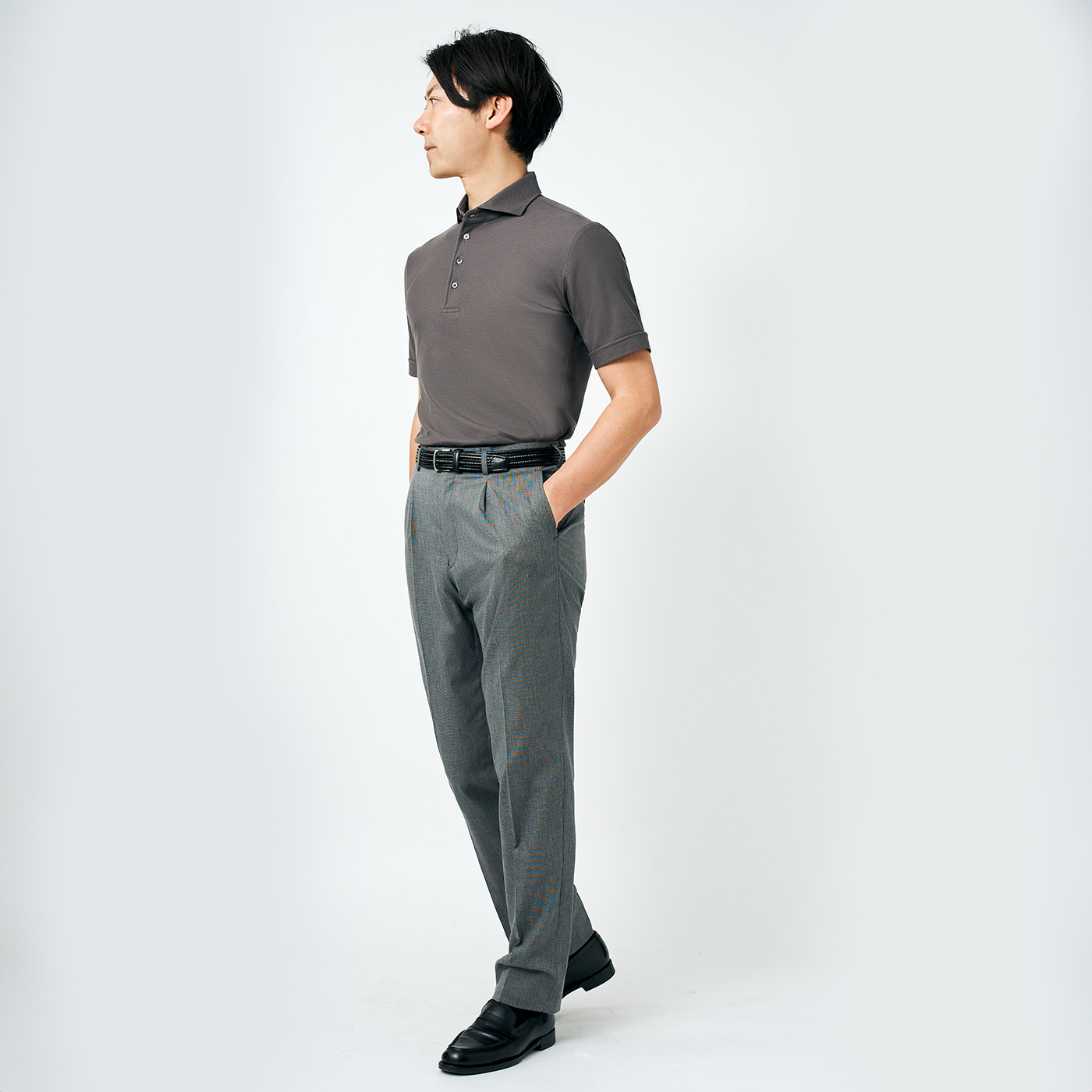 COOLMAX POLO サックスハニカムニットポロシャツ（半袖