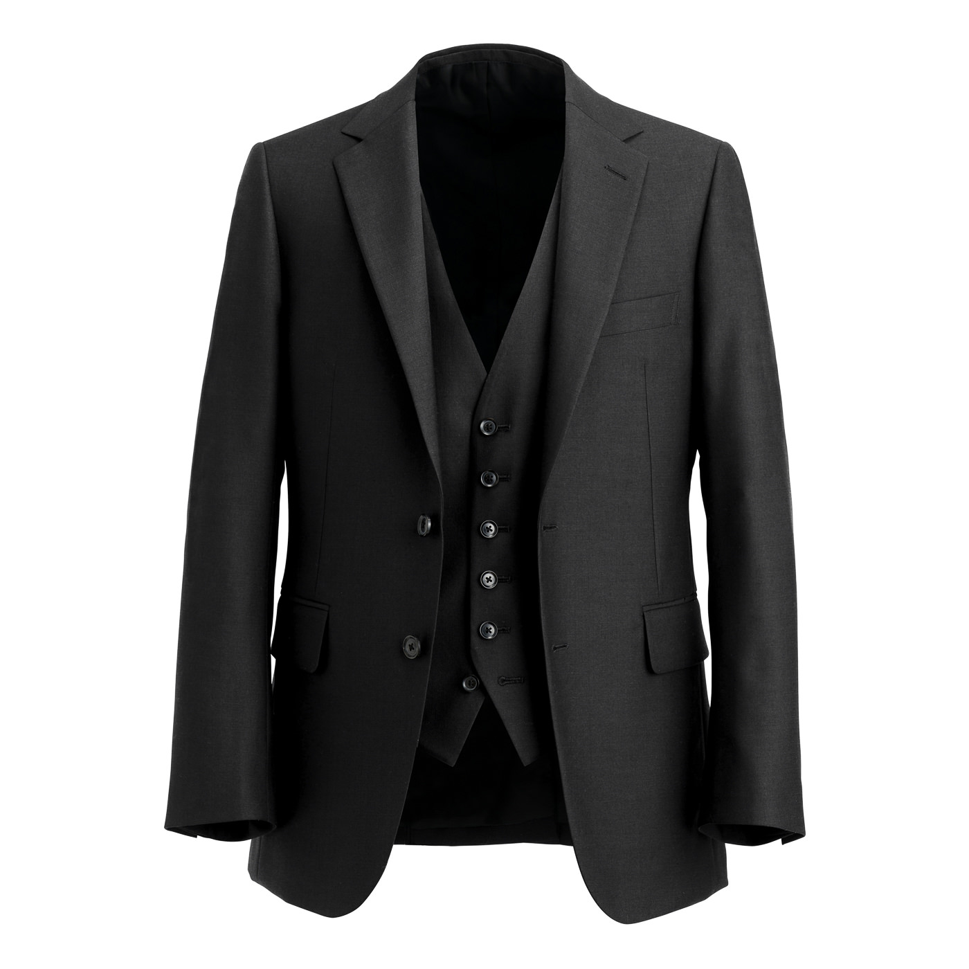 TOLLEGNO STRETCH PREMIUM WOOL ブラックキャバリーツイルスリーピース 