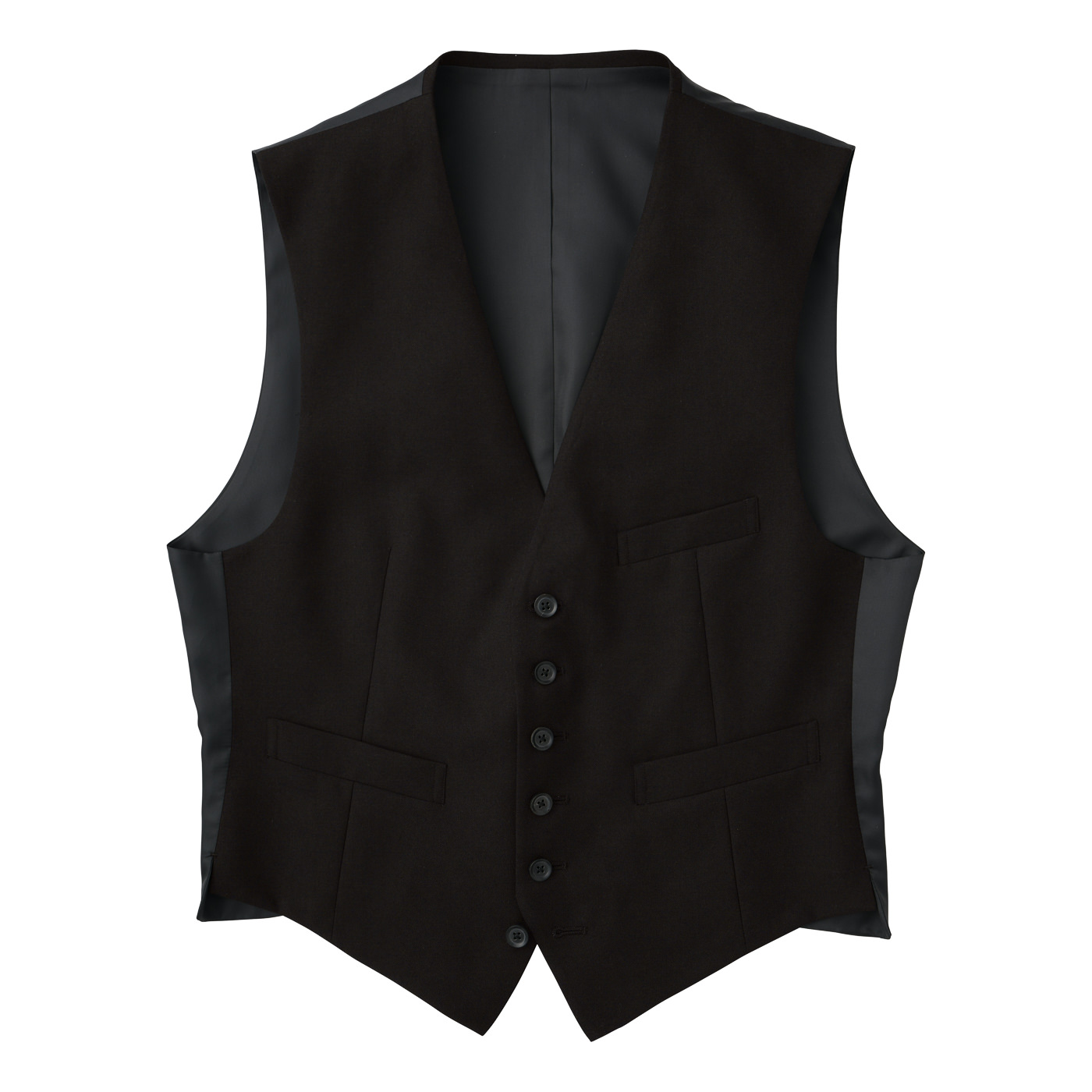KUZURI PREMIUM SILK WOOL ブラウンネイビー無地ベスト | FABRIC