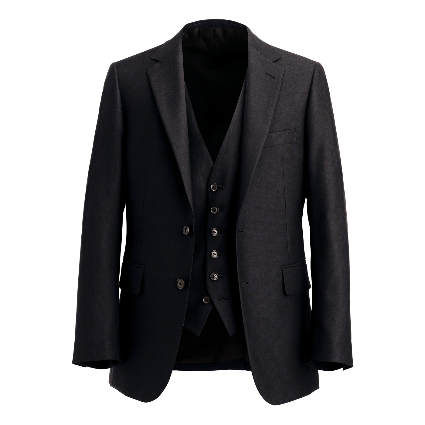 CANONICO PREMIUM WOOL ダークネイビーバーズアイスリーピース
