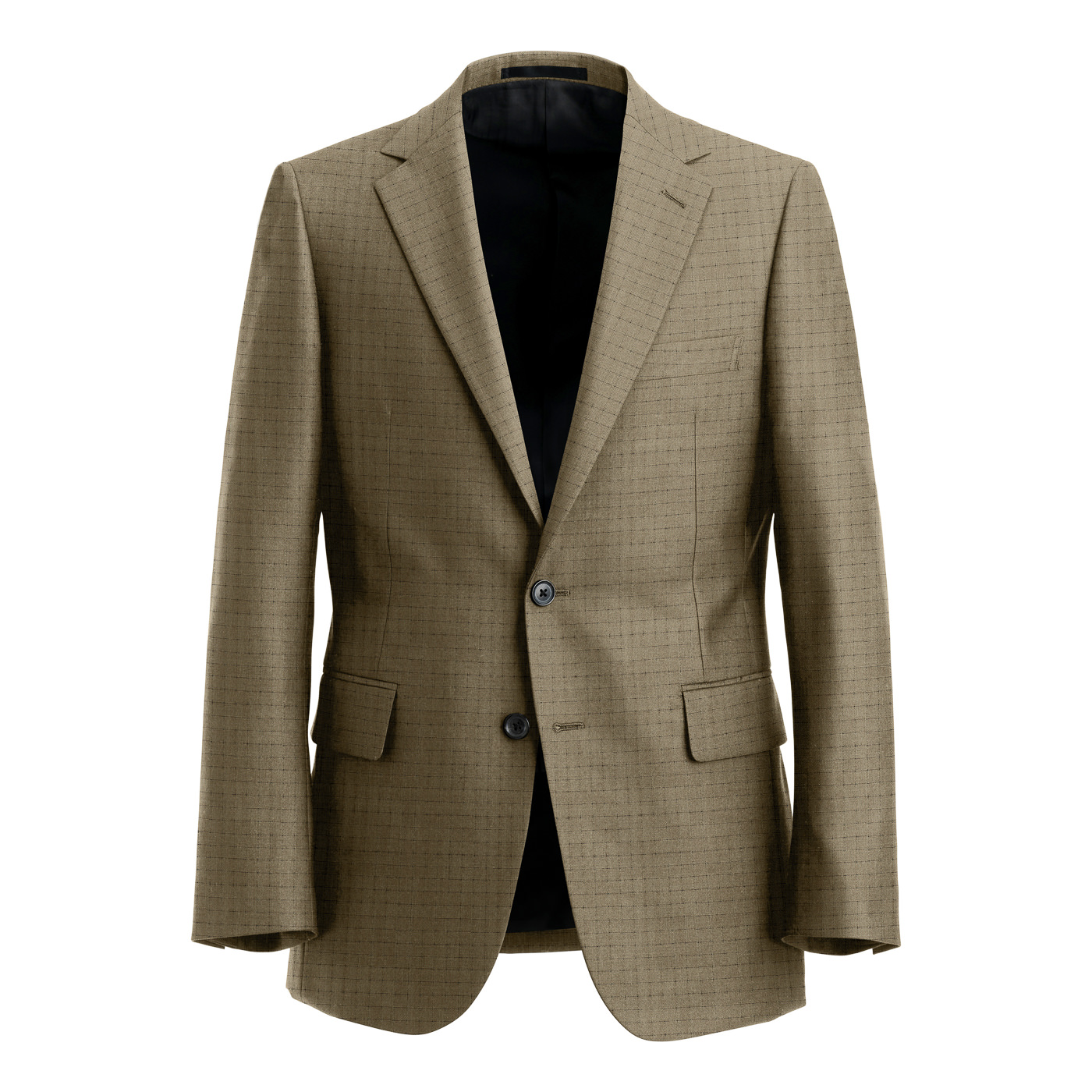 COMBAT WOOL STRETCH チャコールグレー平織り無地ツーピーススーツ 