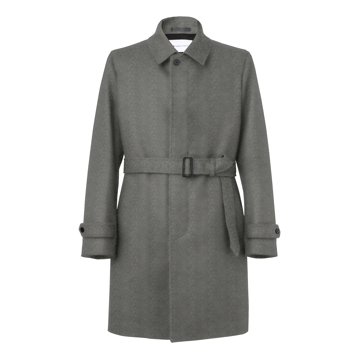 WORSTED FLANNEL グレー無地ステンカラーコート | FABRIC TOKYO 