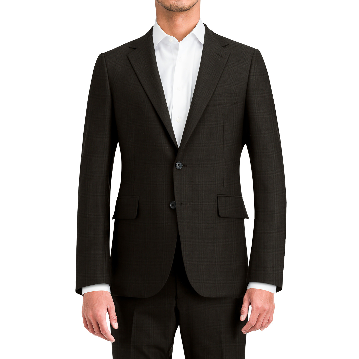 FLX WOOL ダークブラウングレンチェックツーピーススーツ