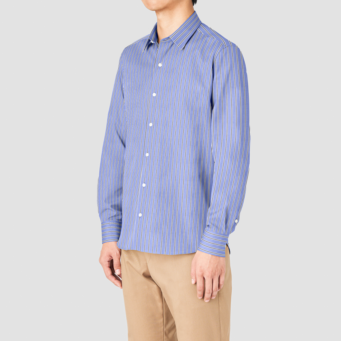 THOMAS MASON｜サックスブルー コットンリネンシャツ A4 THOMAS MASON 長袖シャツ 麻57 リネンシャツ サックスブルー