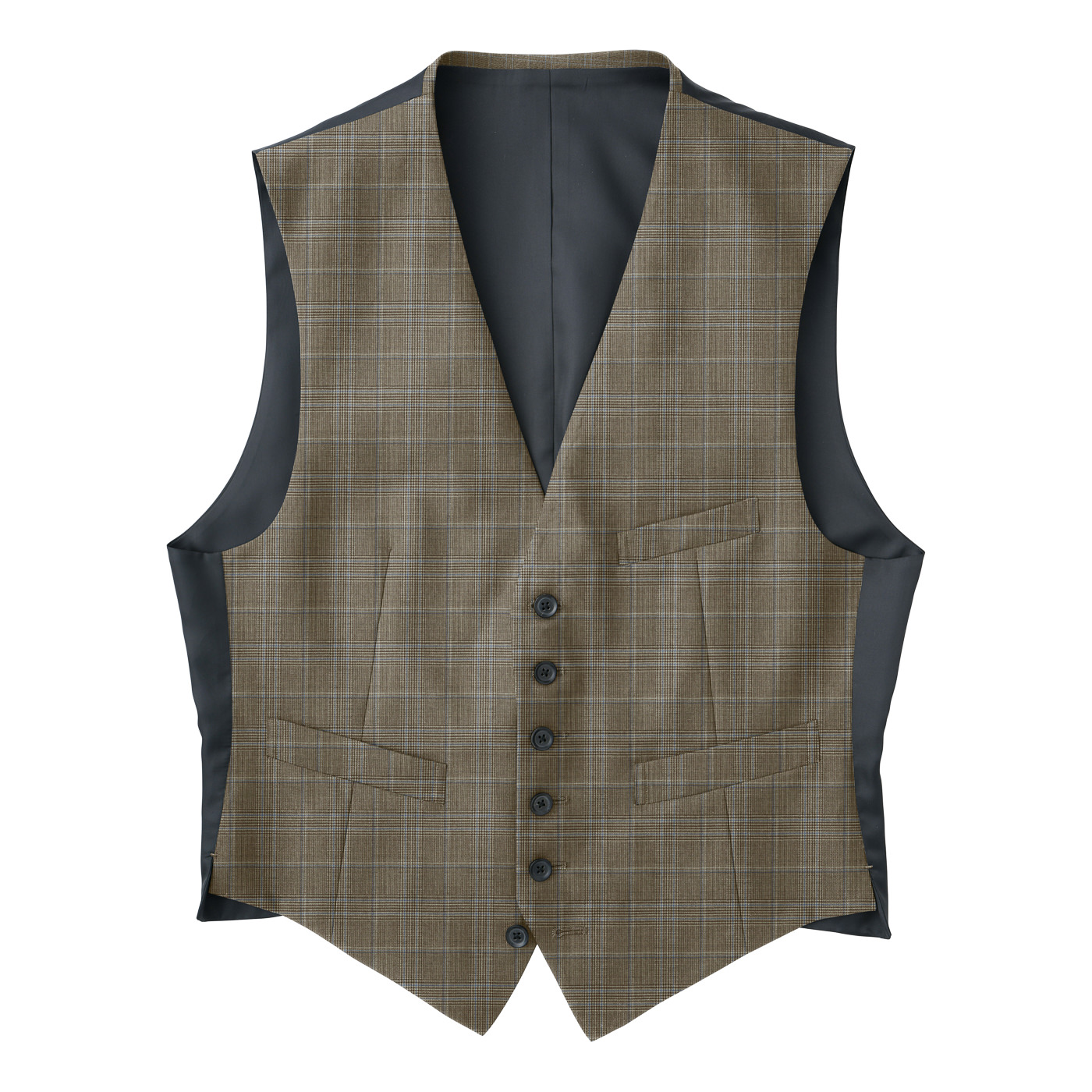COOLMAX WOOL ベージュグレンチェックベスト | FABRIC TOKYO