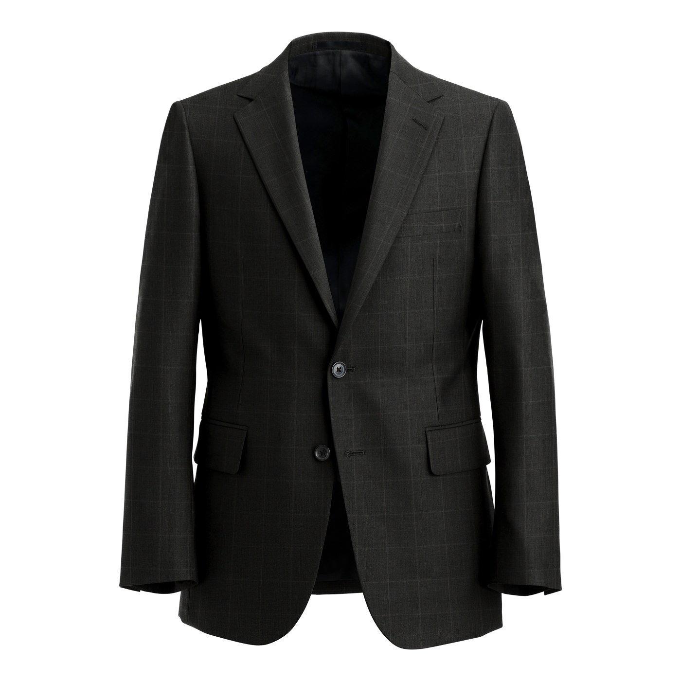 COOLMAX WOOL ダークグレーウィンドウペーンツーピーススーツ