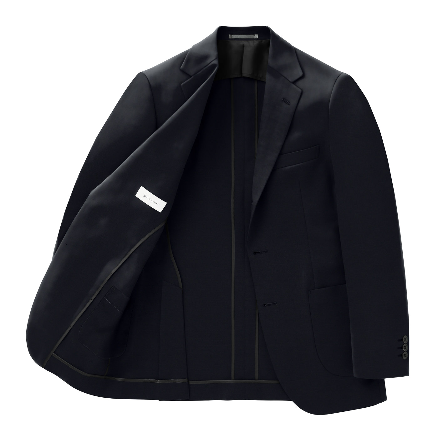 WASHABLE WOOL STRETCH AIR ダークネイビー平織り無地ビジネスカジュアルセットアップ | FABRIC TOKYO