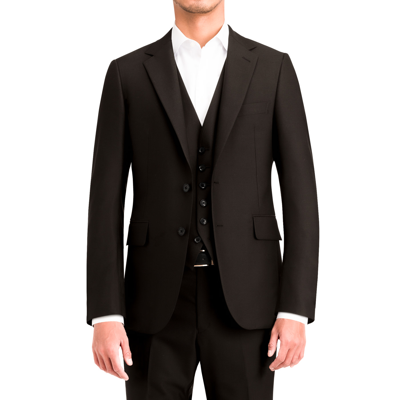 ERMENEGILDO ZEGNA PREMIUM WOOL ブラウンツイルスリーピーススーツ 