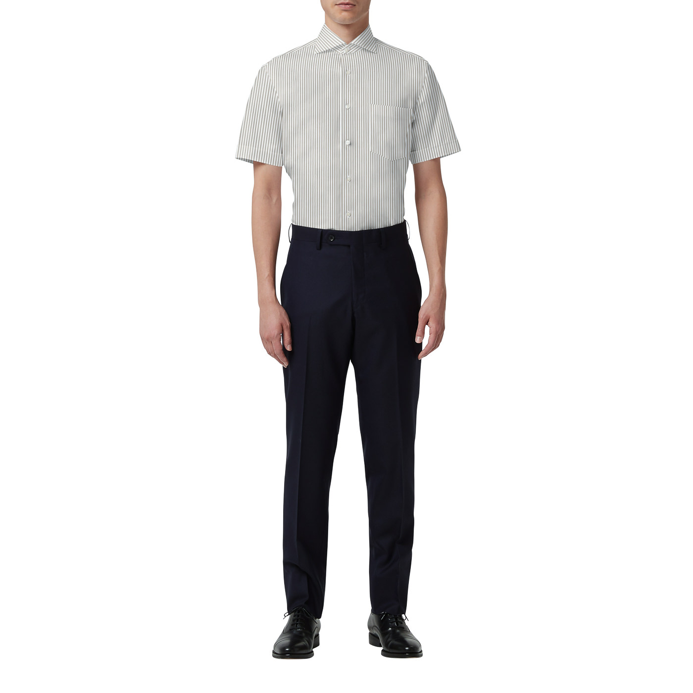 NON IRON QUICK DRY JERSEY ブラウンロンドンストライプ半袖