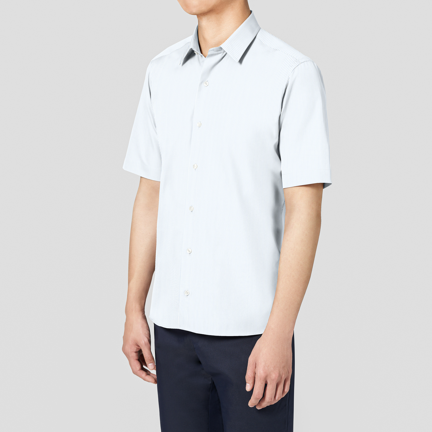 NON IRON QUICK DRY JERSEY サックスストライプカジュアル半袖