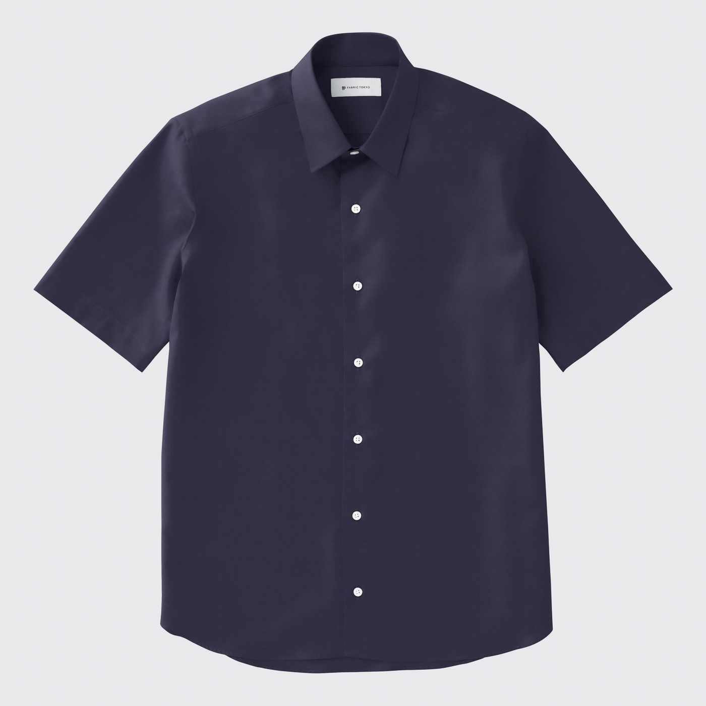 SMOOTH COTTON JERSEY ネイビー無地カジュアル半袖シャツ