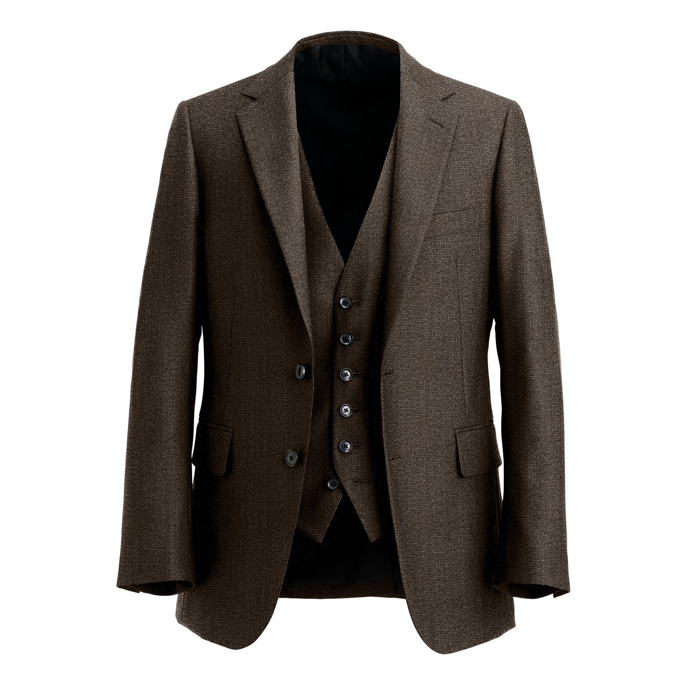 SHETLAND WOOL TWEED by BISHU ブラウンピンヘッドスリーピース