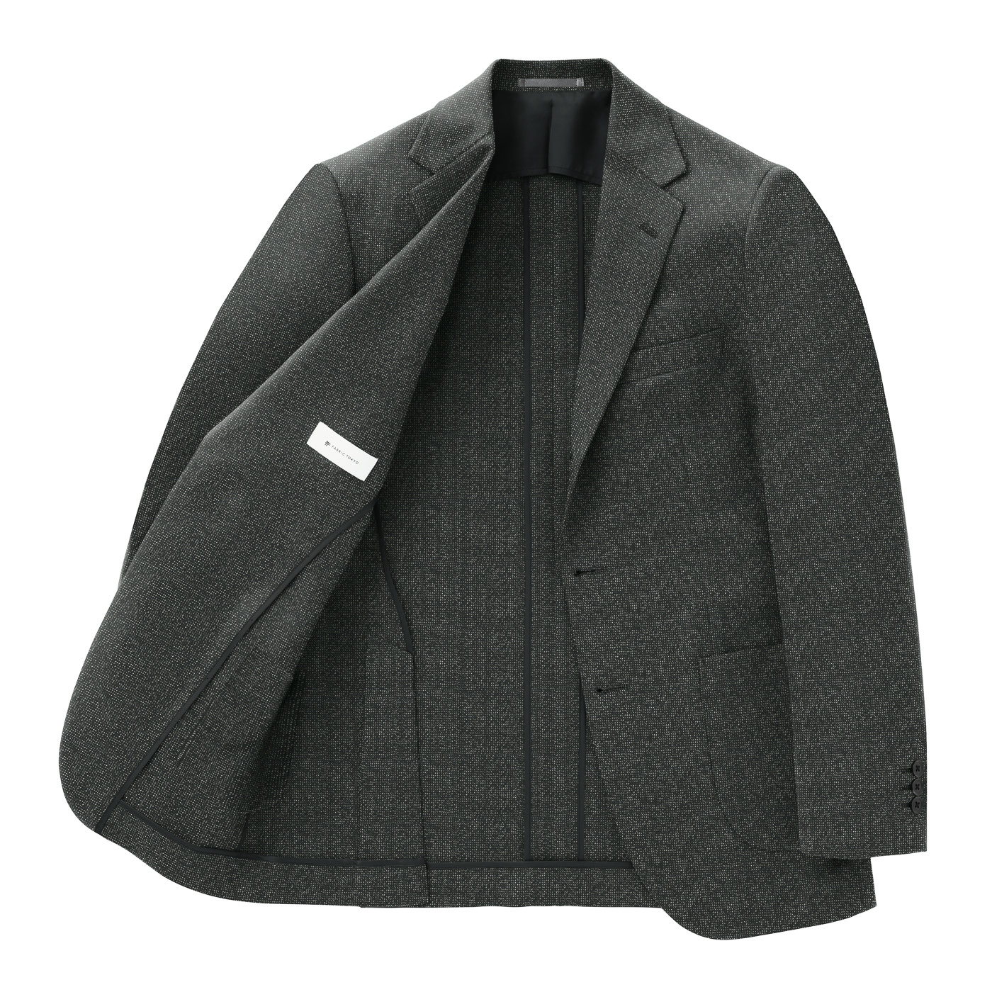 SHETLAND WOOL TWEED by BISHU チャコールグレーピンヘッド