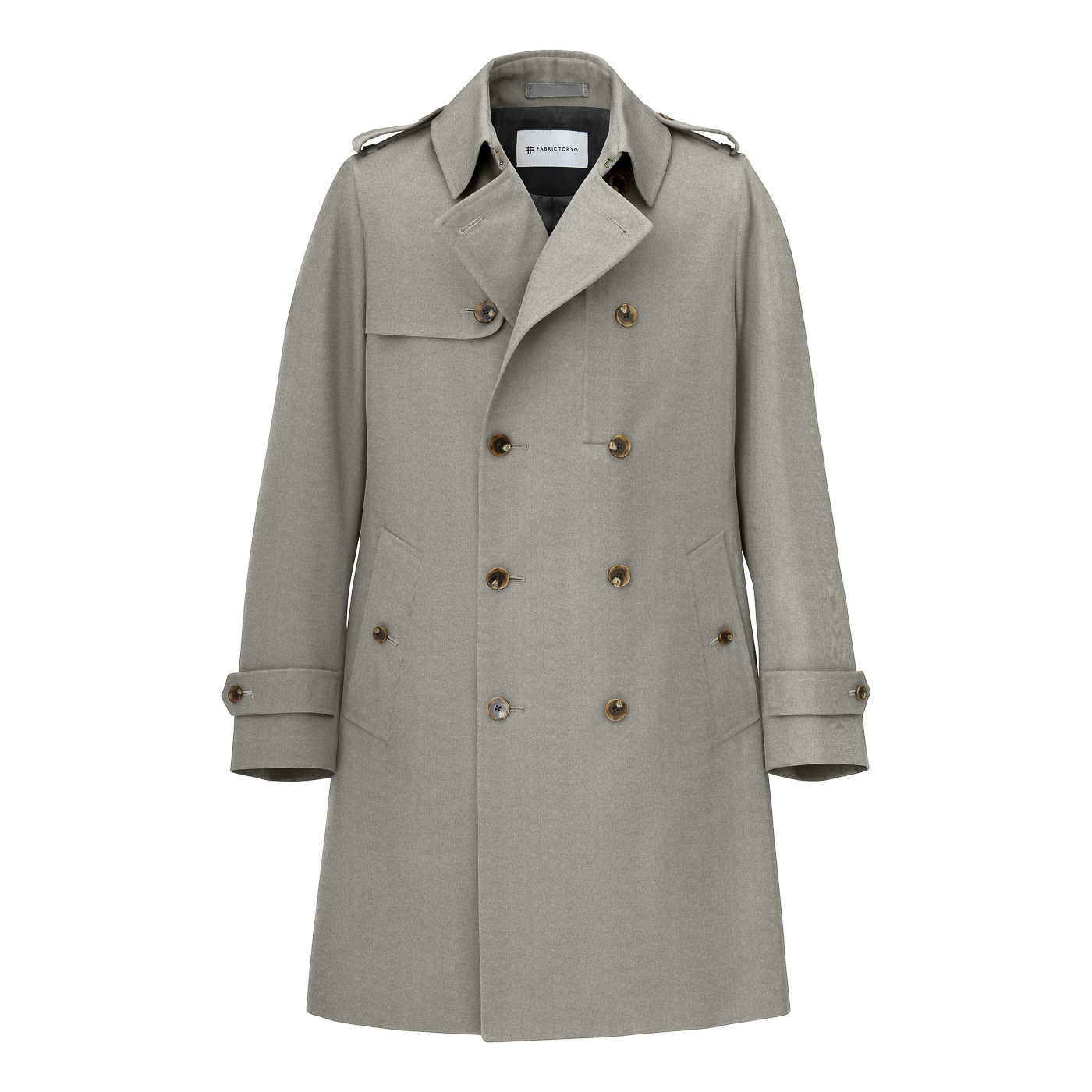 WORSTED FLANNEL ライトグレー無地トレンチコート | FABRIC TOKYO 