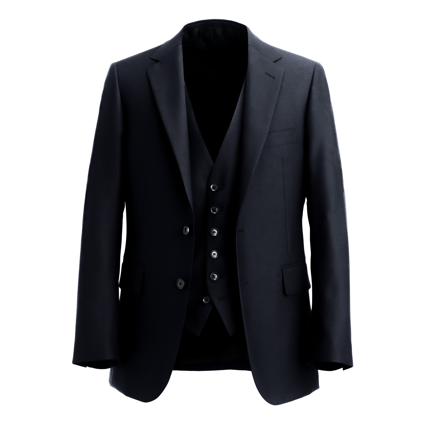 KUNISHIMA BISHU SHINY WOOL ダークネイビー無地スリーピース