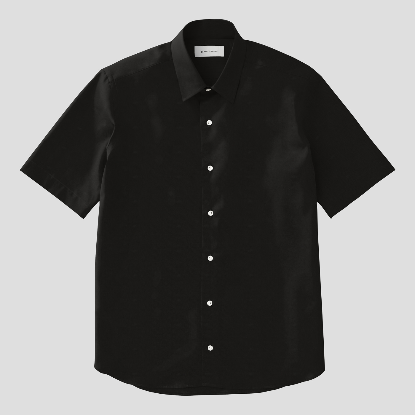SMOOTH COTTON JERSEY ブラック無地タックアウト半袖シャツ