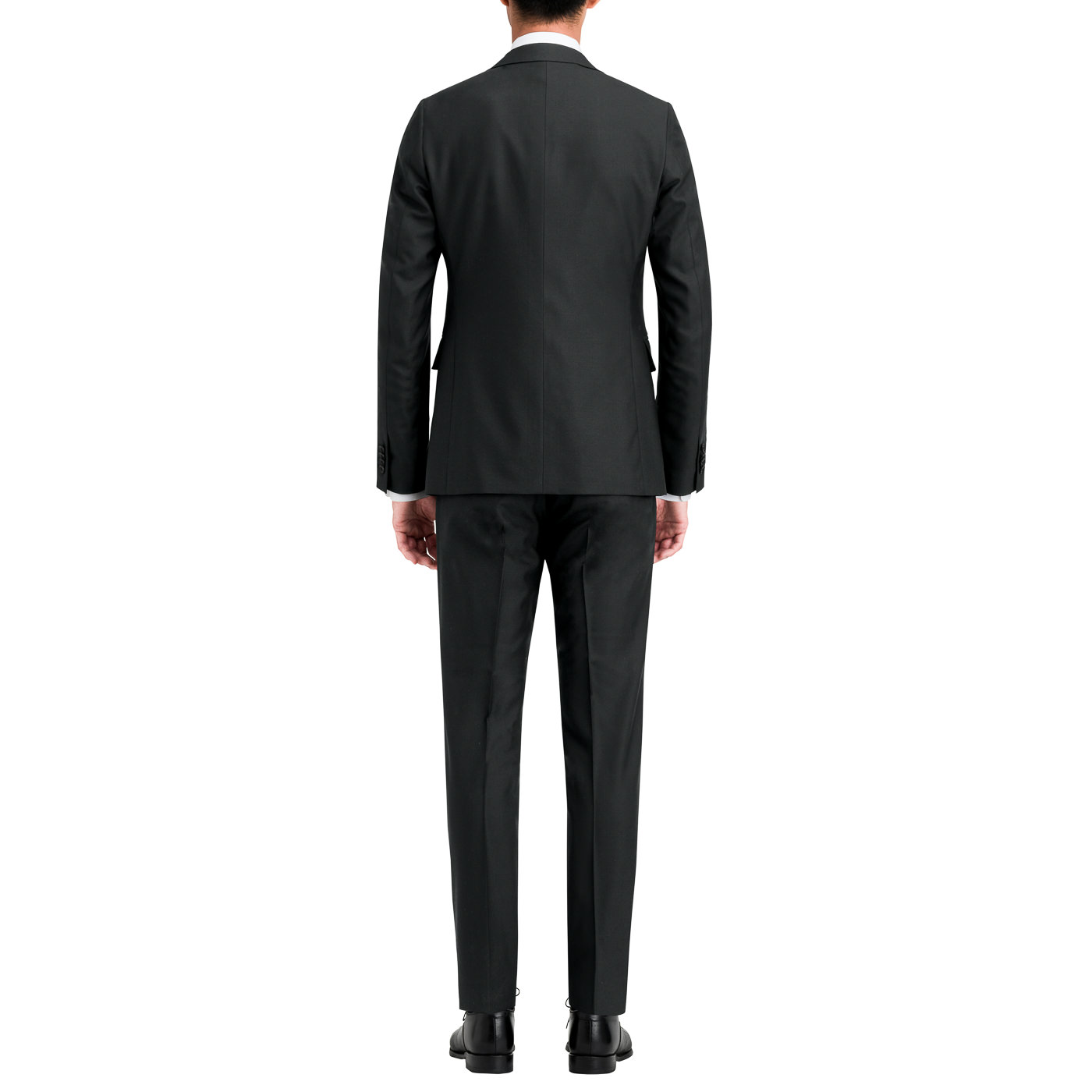 COMBAT WOOL STRETCH チャコールグレー平織り無地スリーピース