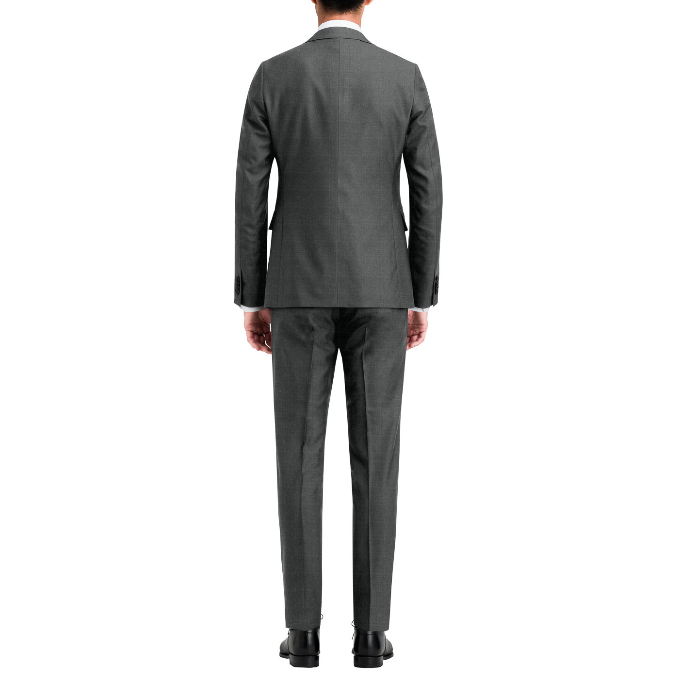 COMBAT WOOL STRETCH グレー平織り無地スリーピーススーツ