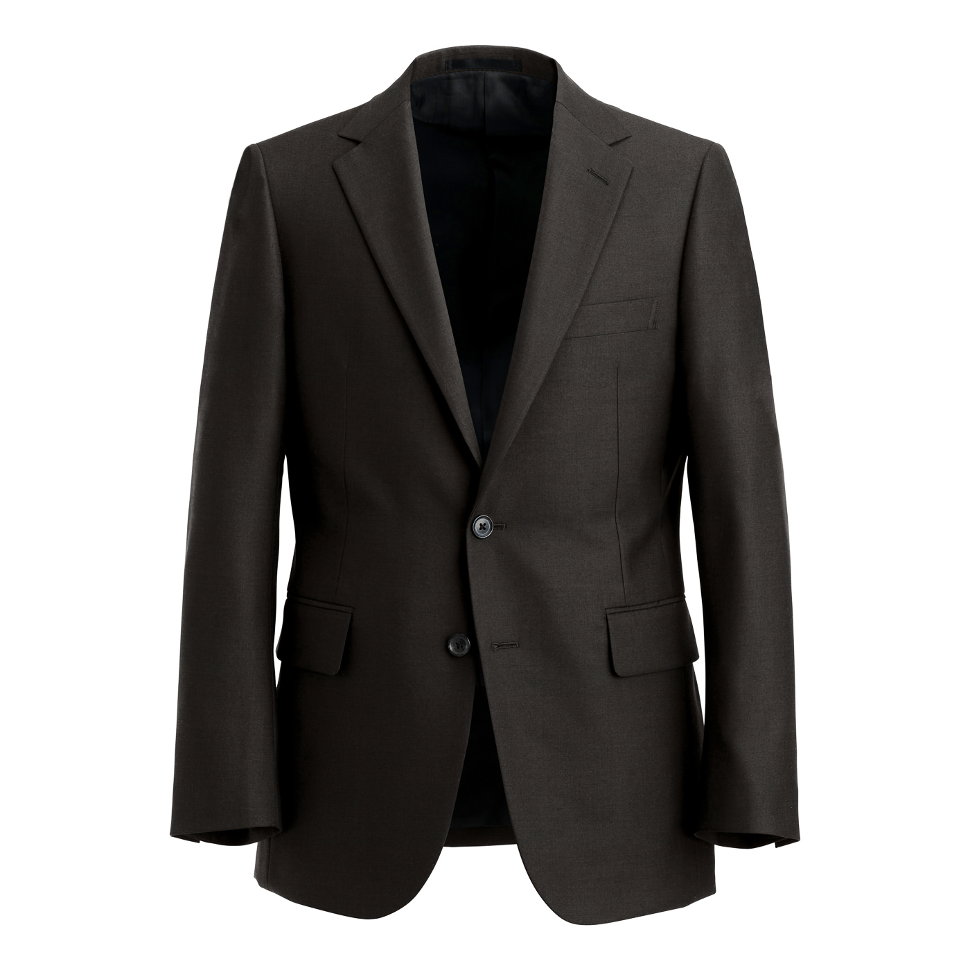COMBAT WOOL STRETCH チャコールグレー平織り無地ツーピーススーツ 
