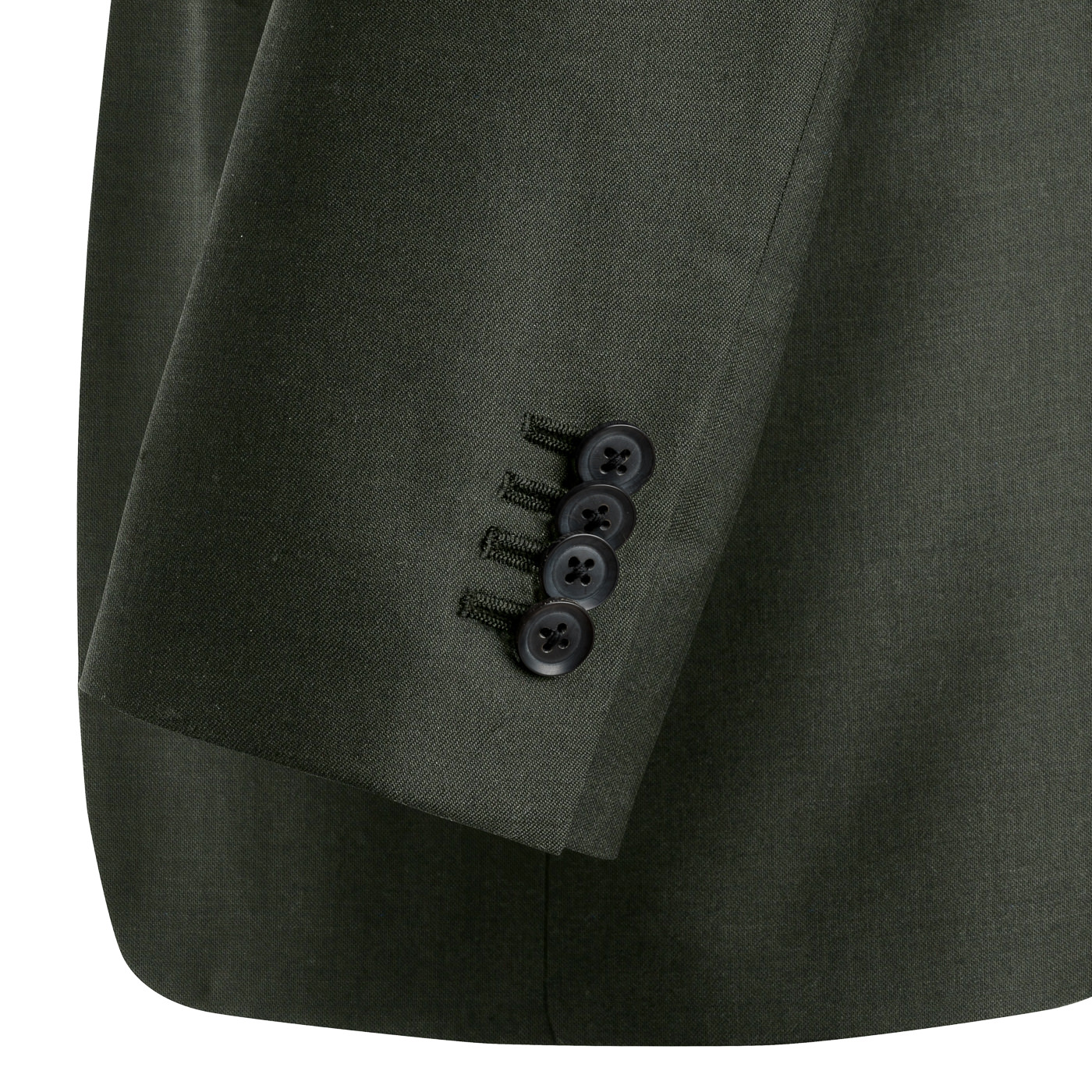 FLX WOOL WASHABLE モスグリーン平織り無地スリーピーススーツ