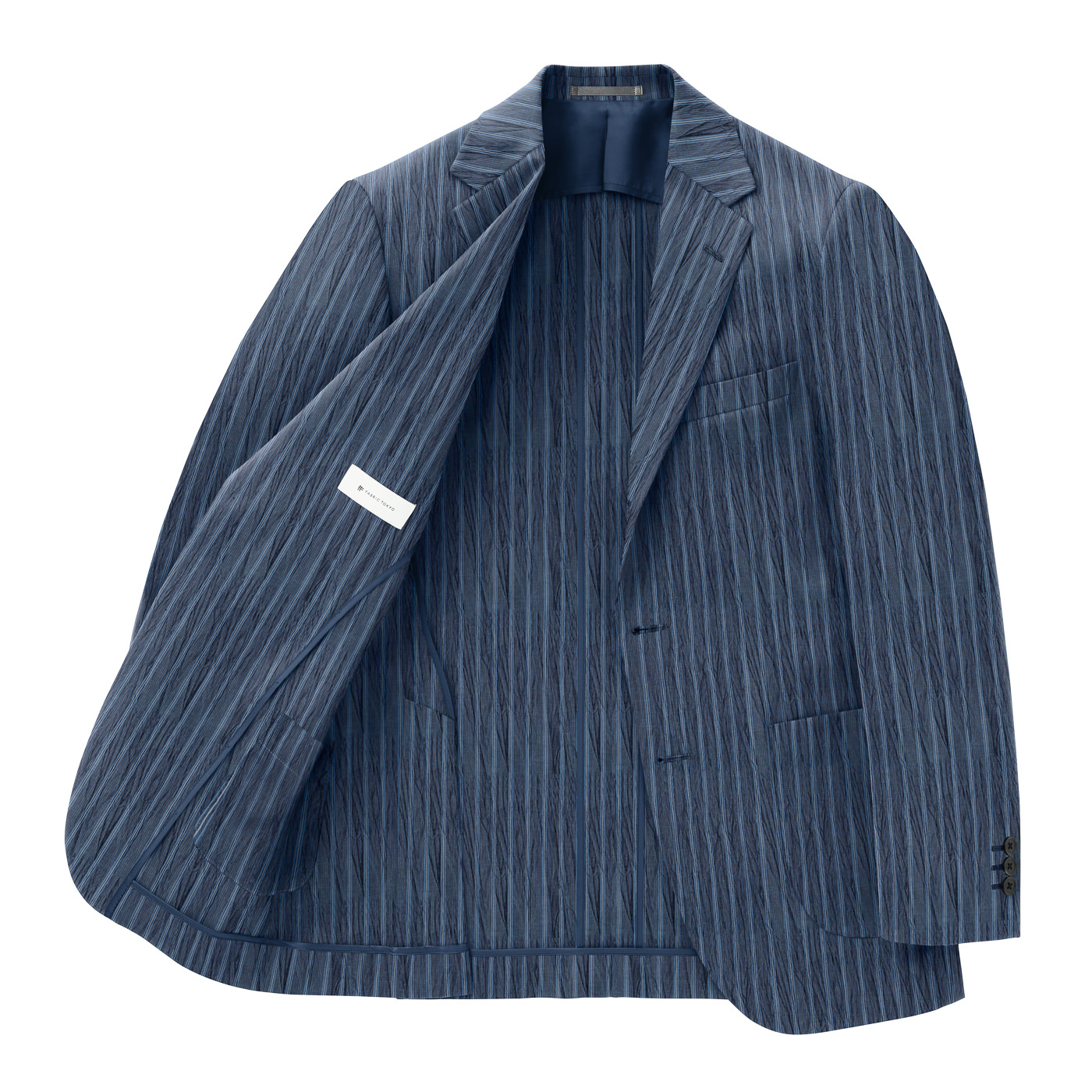 美品 FABRIC TOKYO セットアップ 裏地パープル 洗濯可 ブルー系M 美品 FABRIC TOKYO セットアップ 裏地パープル 洗濯可 ブルー系M
