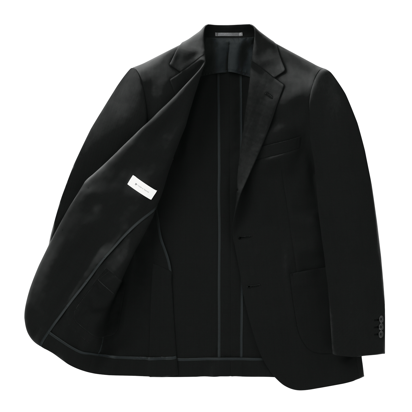 COMBAT WOOL STRETCH ブラック平織り無地ビジネスカジュアル