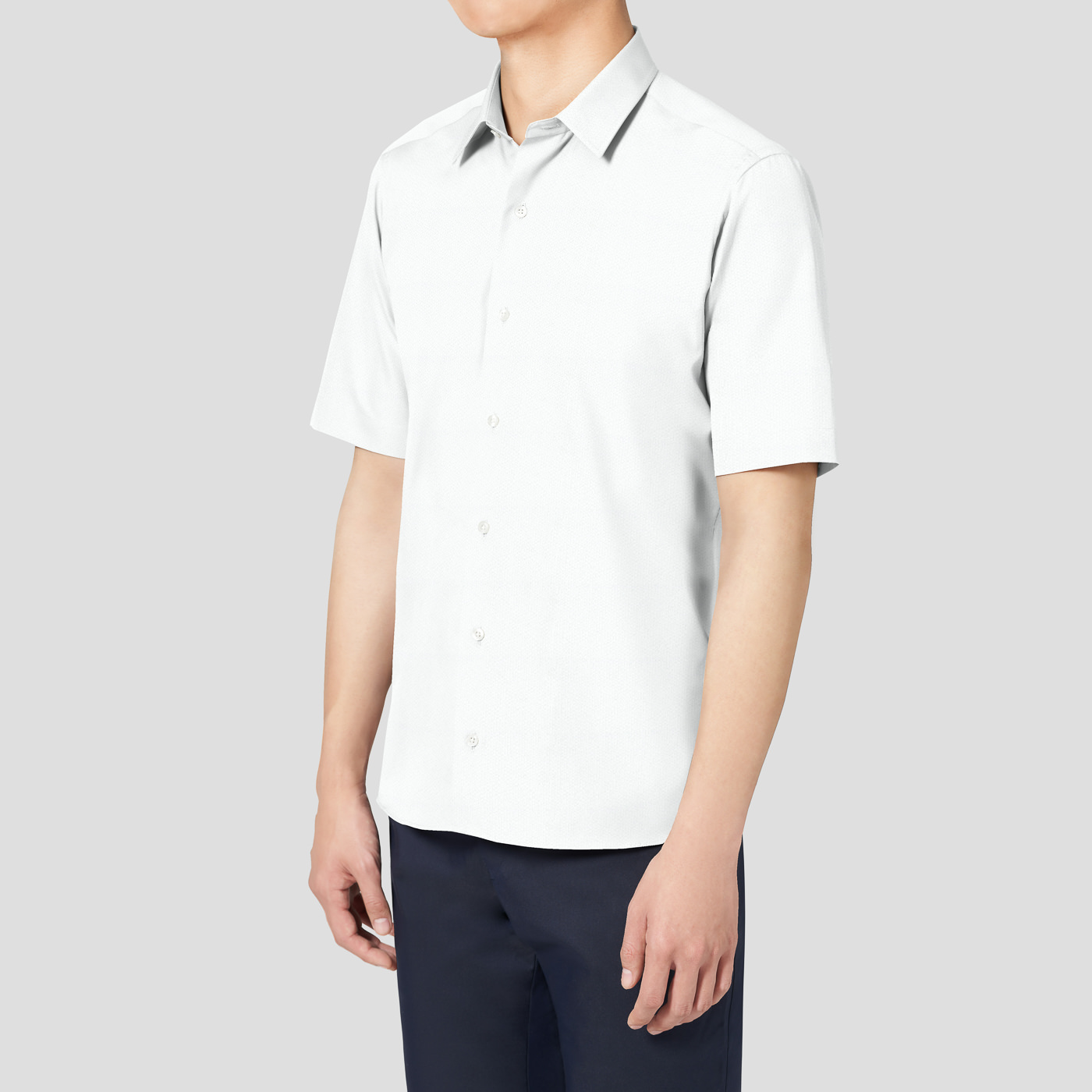 COOLMAX STRETCH SEERSUCKER ホワイトストライプカジュアル半袖