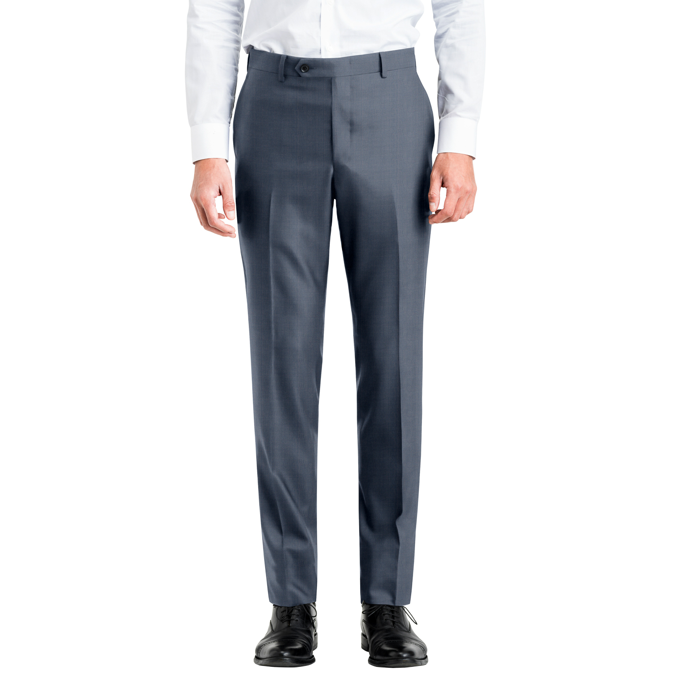 WASHABLE WOOL STRETCH ブルーグレーツイルビジネスカジュアル
