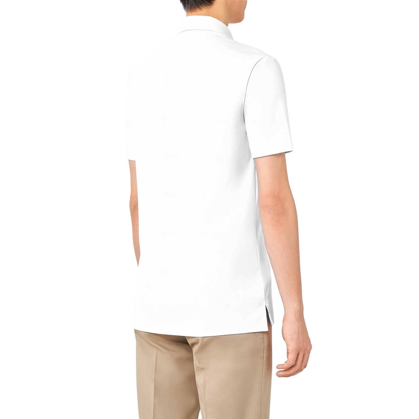 SMOOTH COTTON JERSEY ホワイト無地ポロシャツ（半袖） | FABRIC