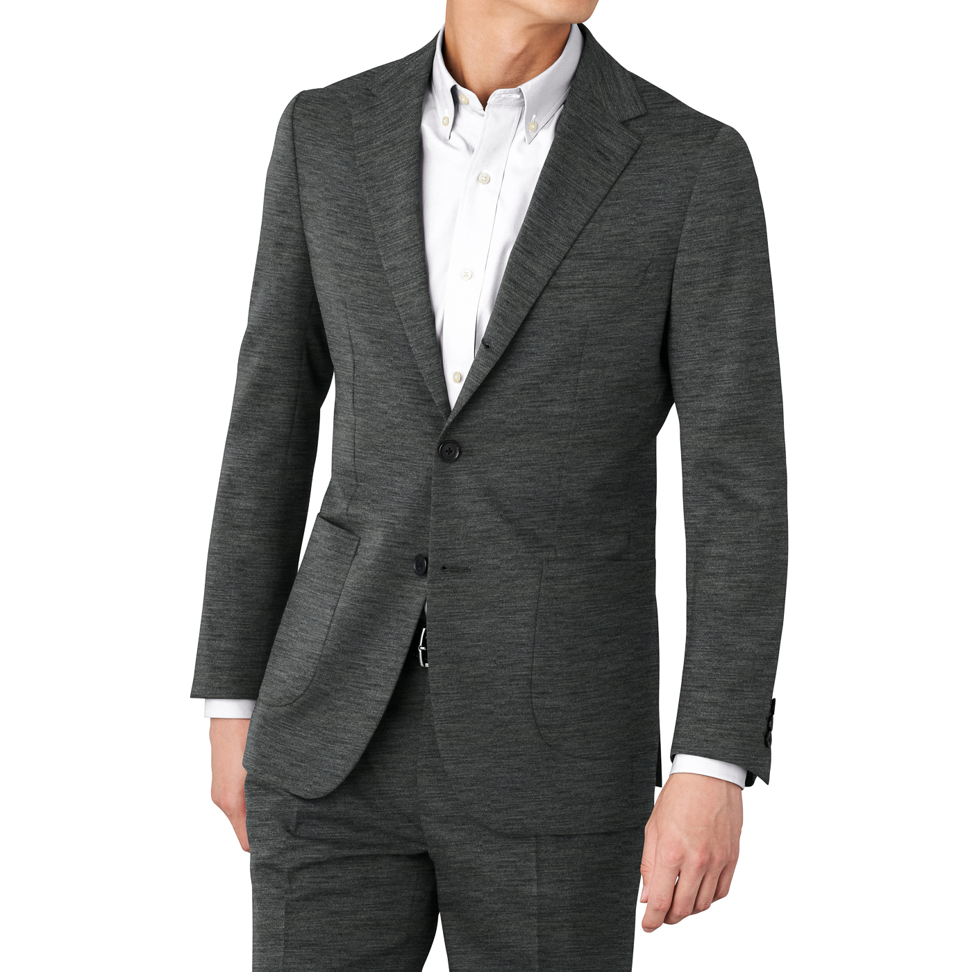 PREMIER JERSEY WOOL グレー無地ビジネスカジュアルセットアップ 