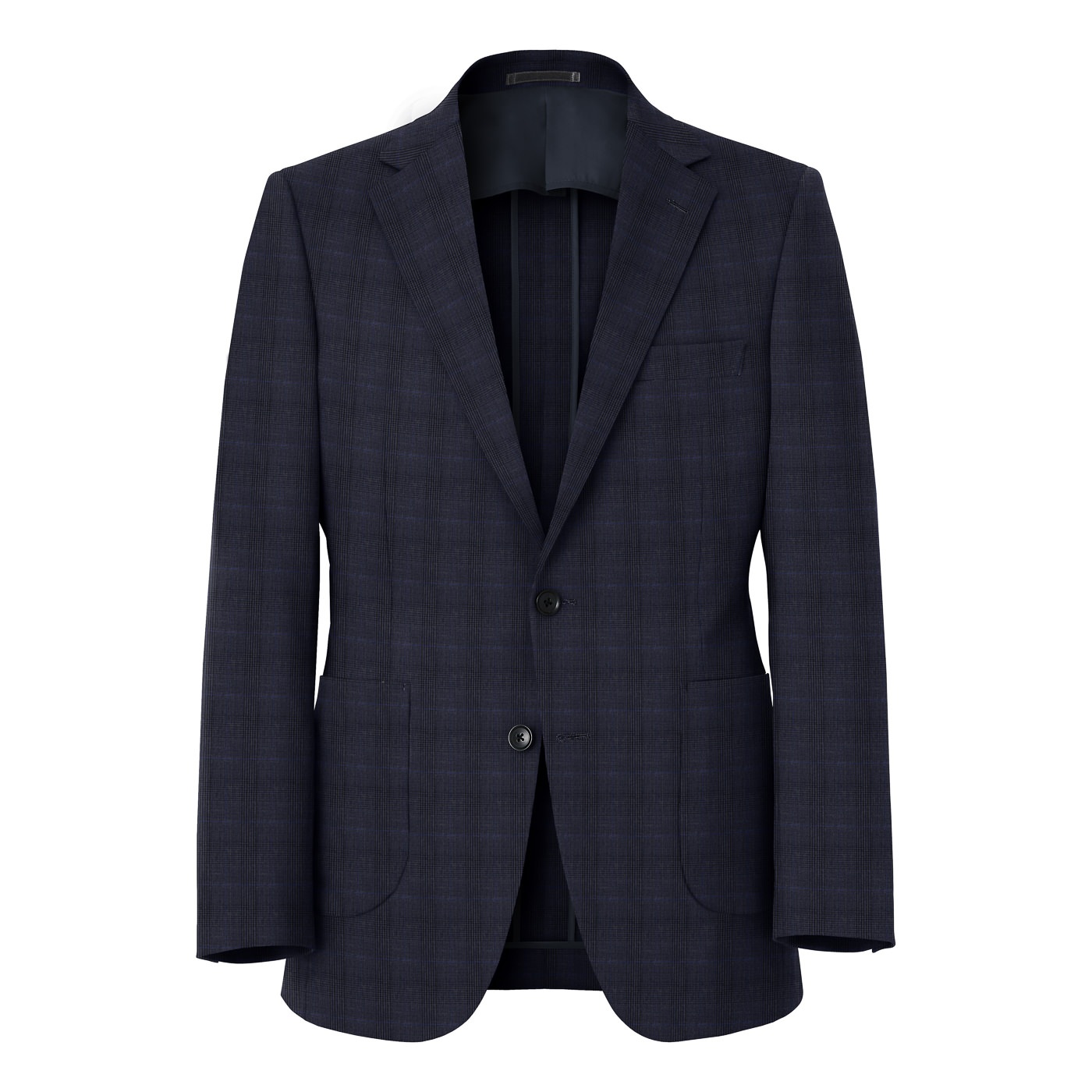 FLX WOOL ネイビーグレンチェックオーバーペーンビジネス