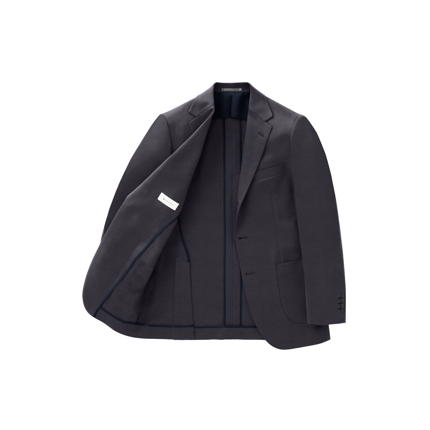 WASHABLE WOOL STRETCH AIR ミドルネイビー平織り無地ビジネス