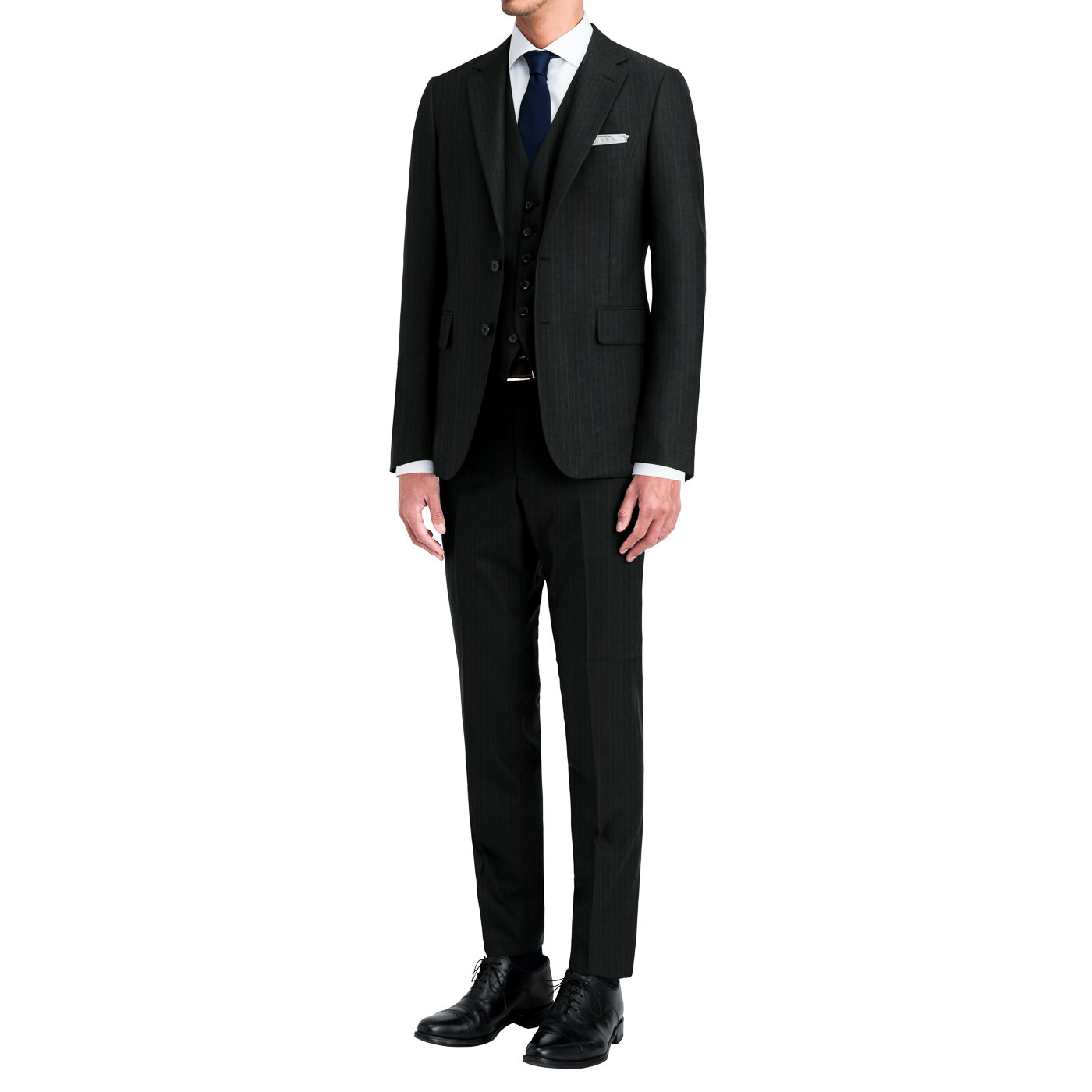 GUABELLO SPACE STRETCH PREMIUM WOOL チャコールグレーピン