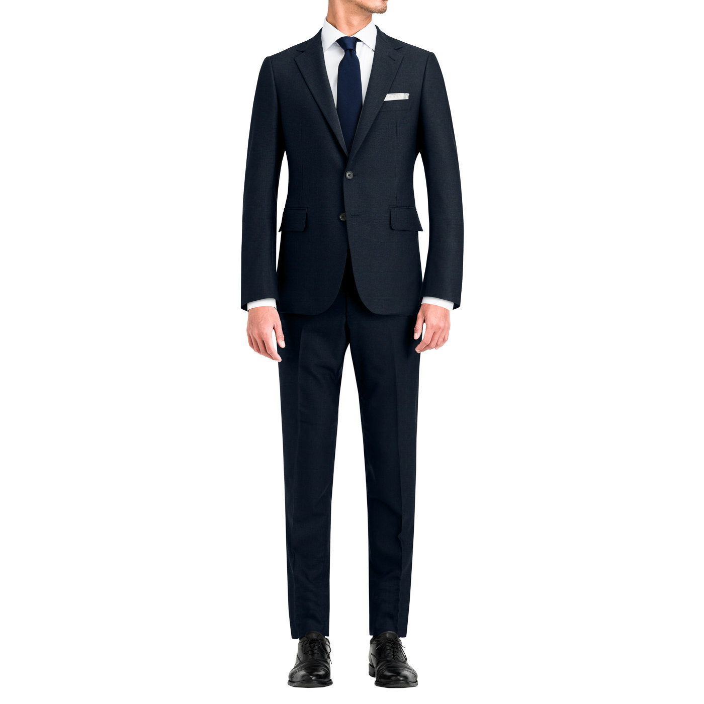 SPENCE BRYSON PREMIUM LINEN ネイビー平織り無地ツーピース