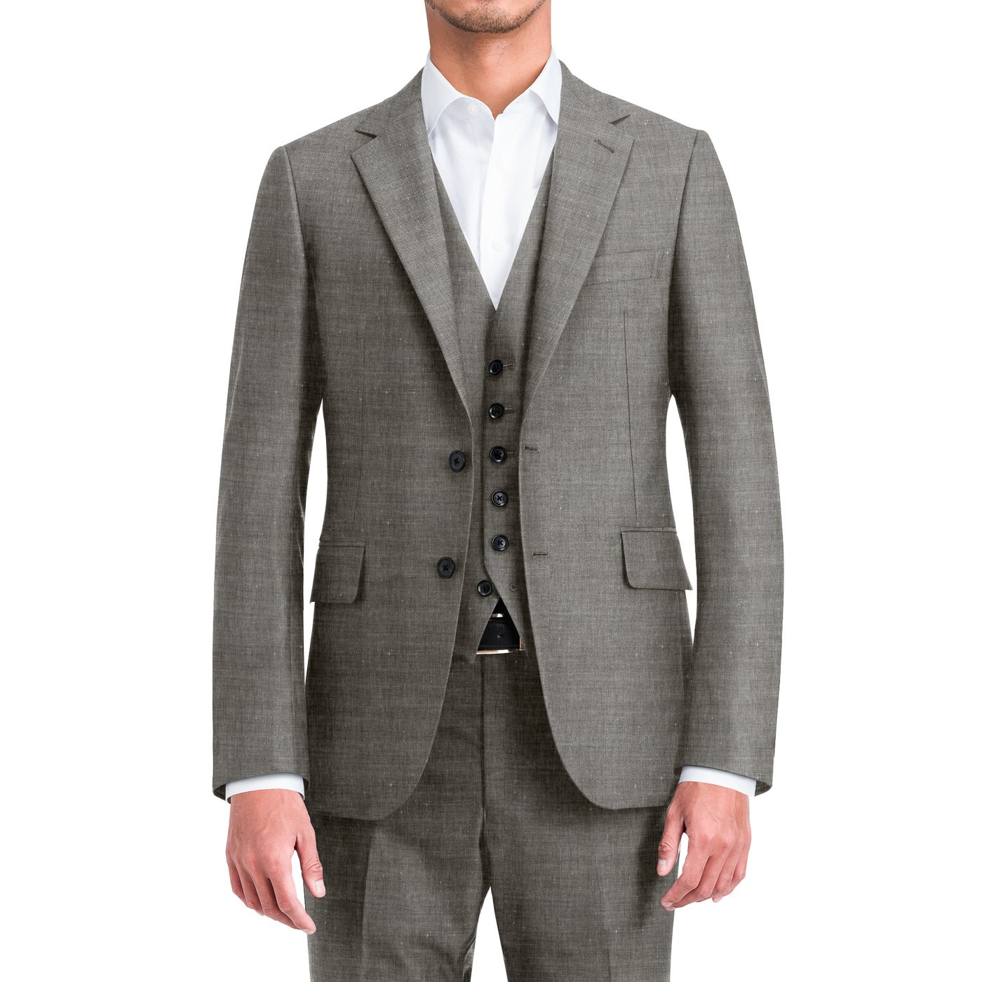 CANONICO PREMIUM WOOL LINEN ライトブラウンヘリンボーン