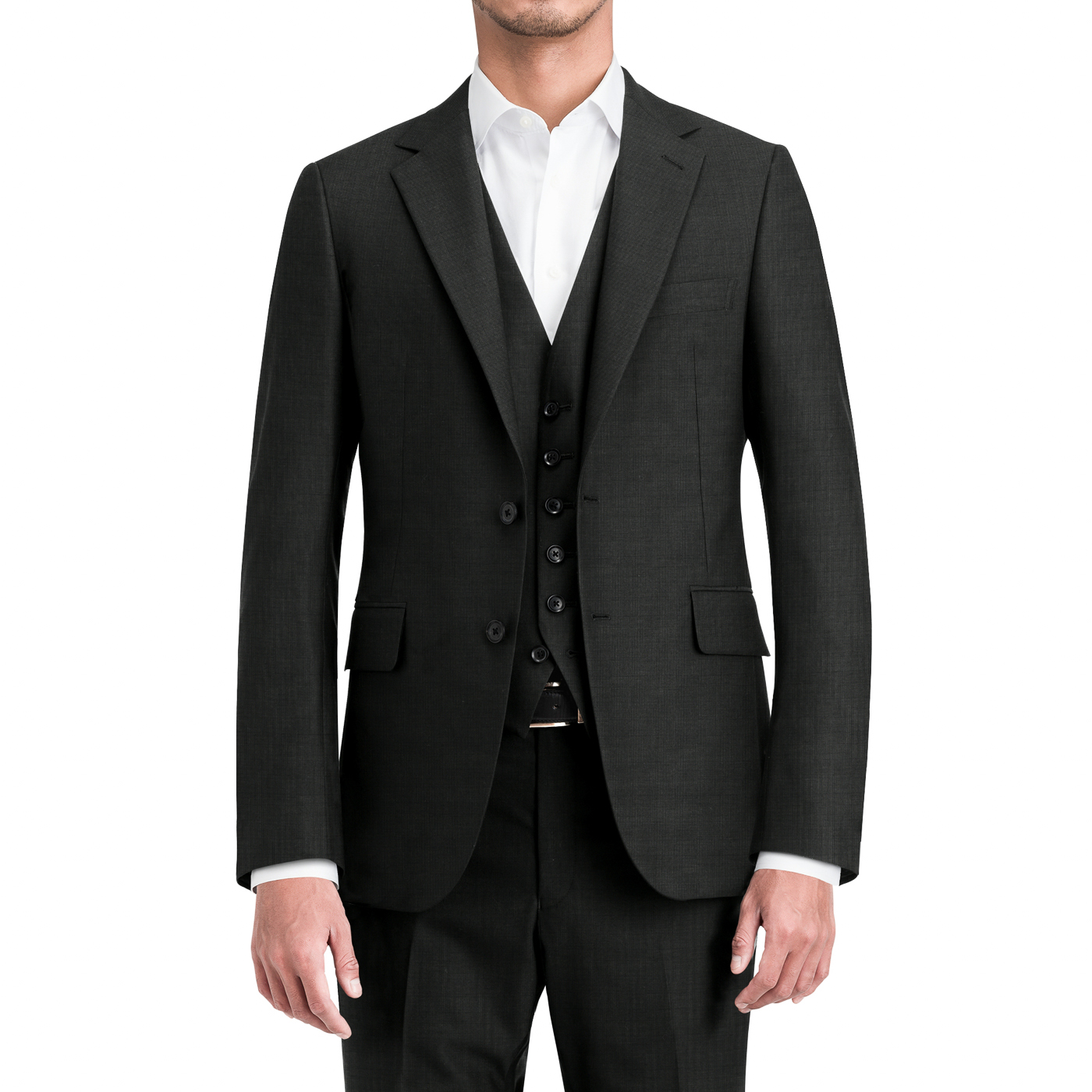 スリーピーススーツ ENTRY TECH WOOL グレーピンヘッドスリーピーススーツ | FABRIC
