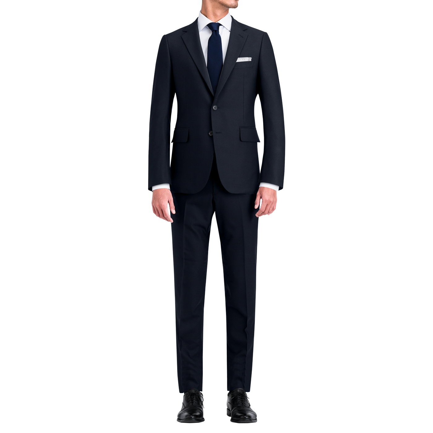 【FABRIC TOKYO】SOLOTEX ミッドナイトブルー　ツーピーススーツ ミッドナイトブルースーツを使ったビジカジスタイル | オーダー