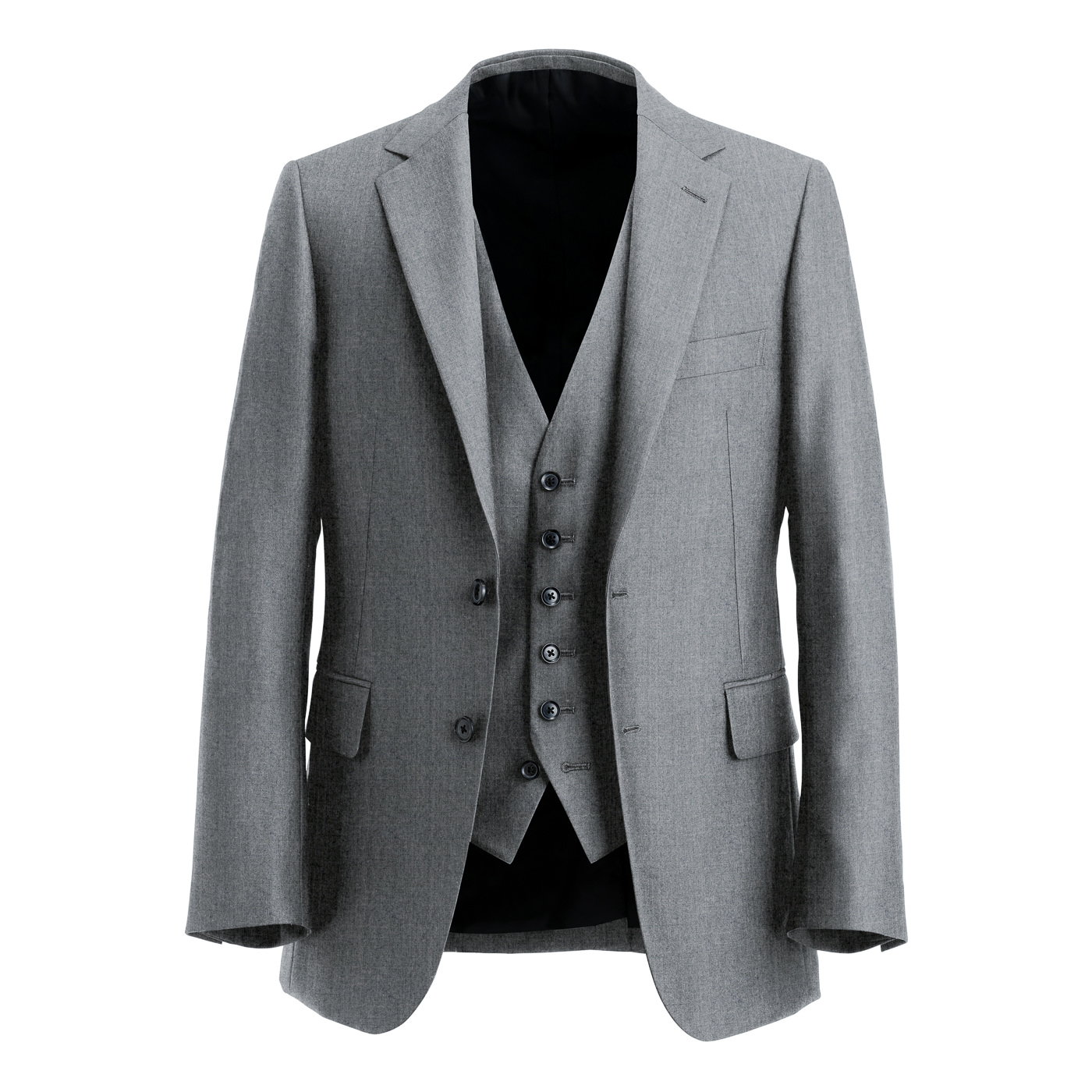 CANONICO PREMIUM FLANNEL WOOL ライトグレー無地スリーピース