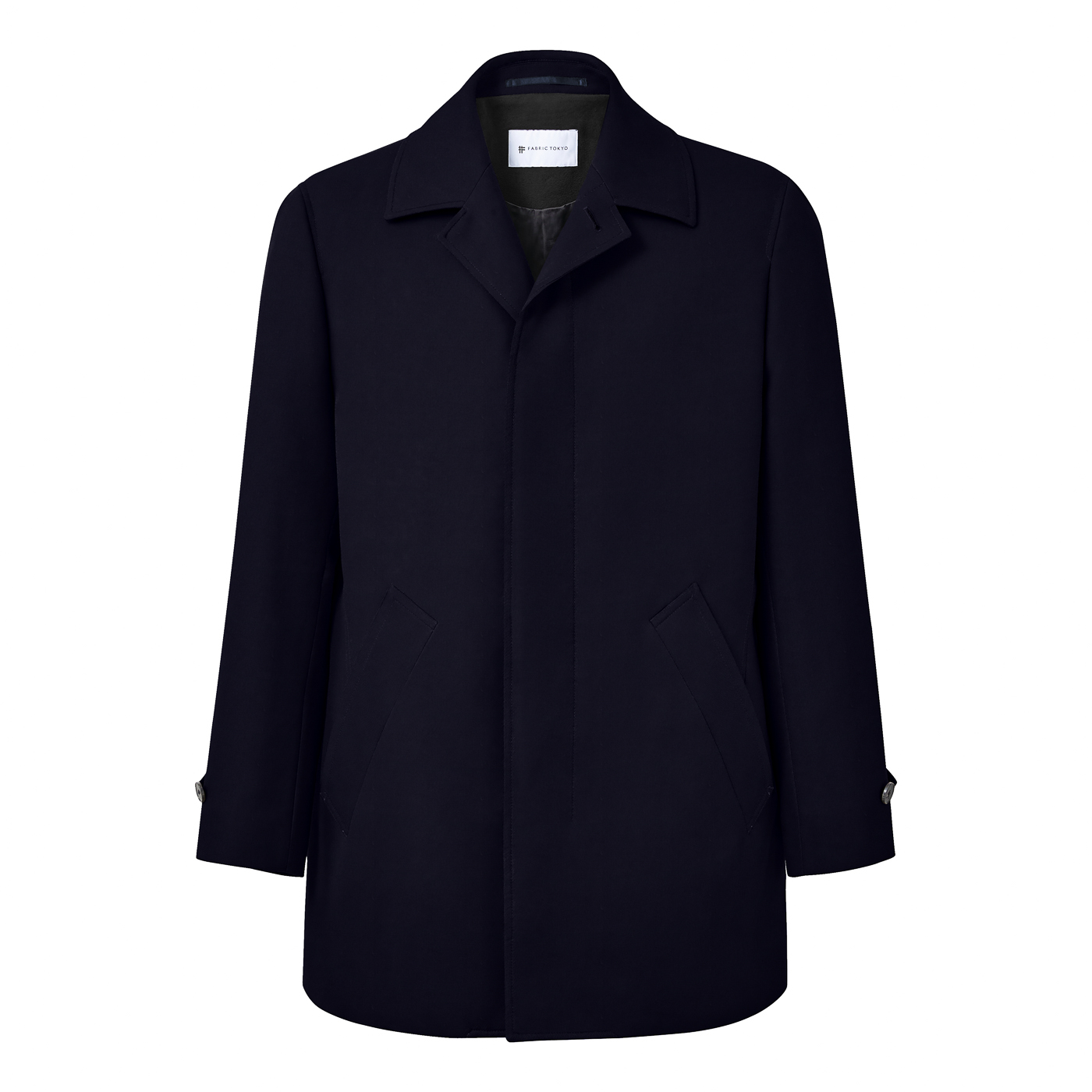 WOOL COTTON GABARDINE ネイビーツイルショートステンカラー