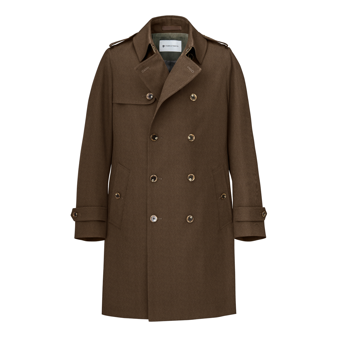FABRIC TOKYO WORSTED FLANNEL トレンチコート グレー worsted-flannel-camel-plain-