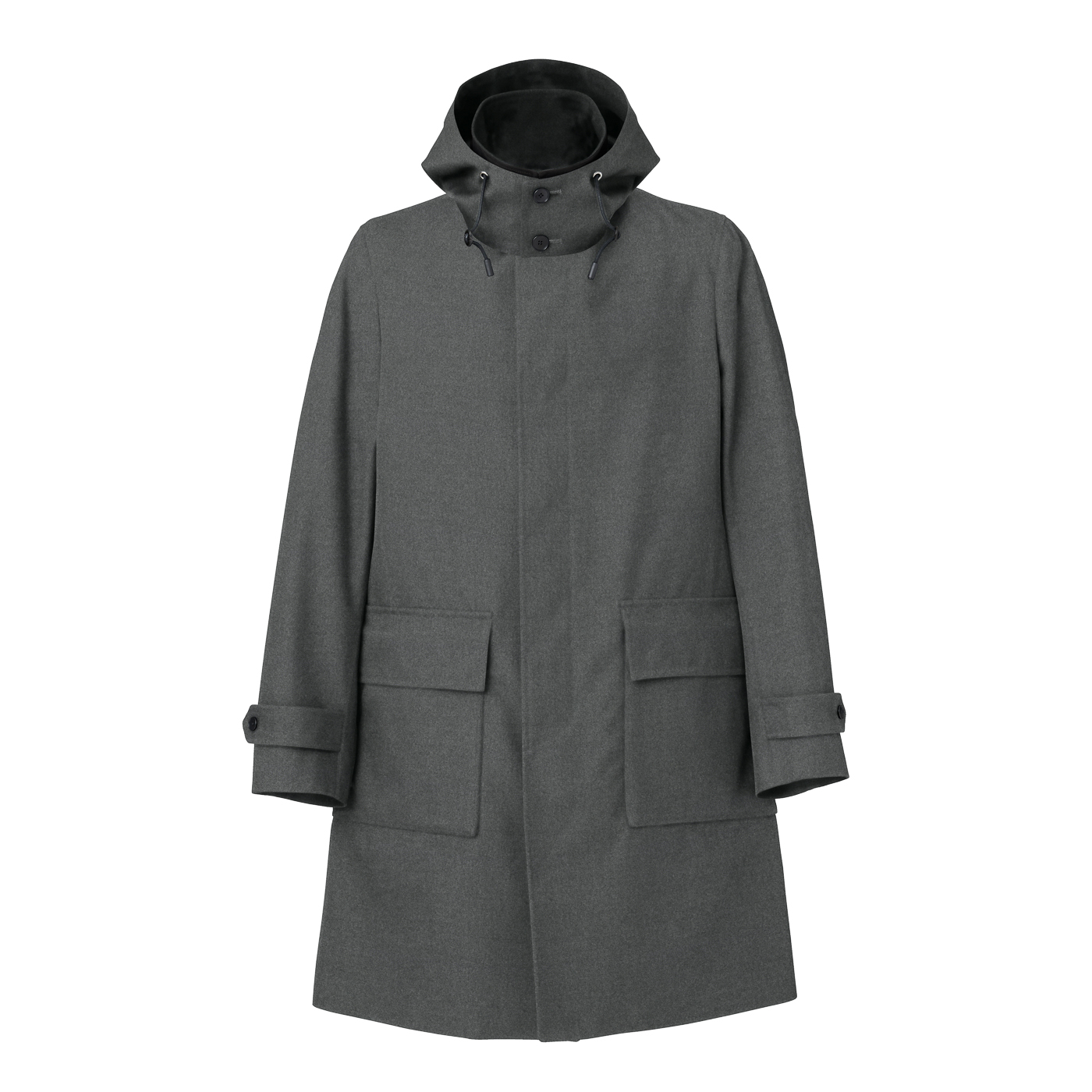 12-383 お洒落な上質フーテッドジッパーコート グレーＬ　新品 フード メンズ コート◇フーデッドコート◇アウター ロング