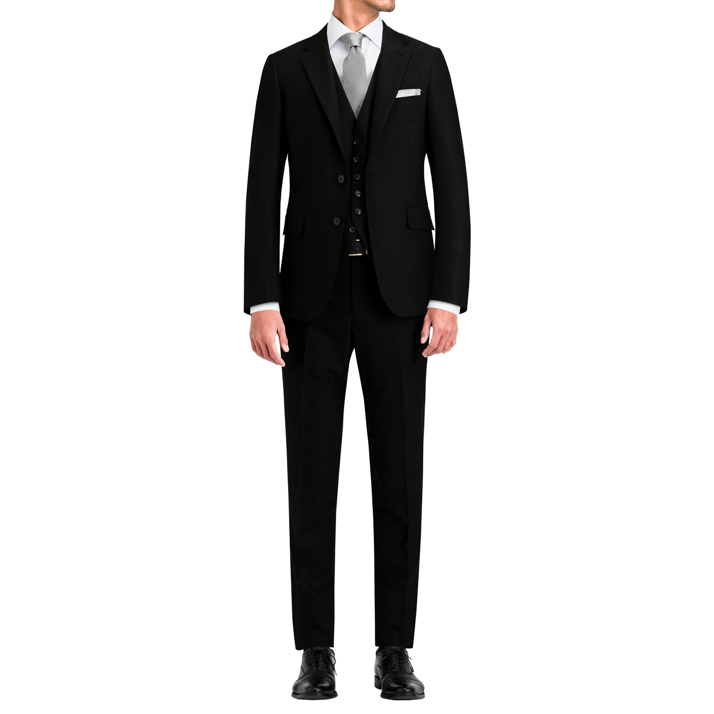 BLACK FORMAL しなやかウール 冠婚葬祭 通年スリーピーススーツ